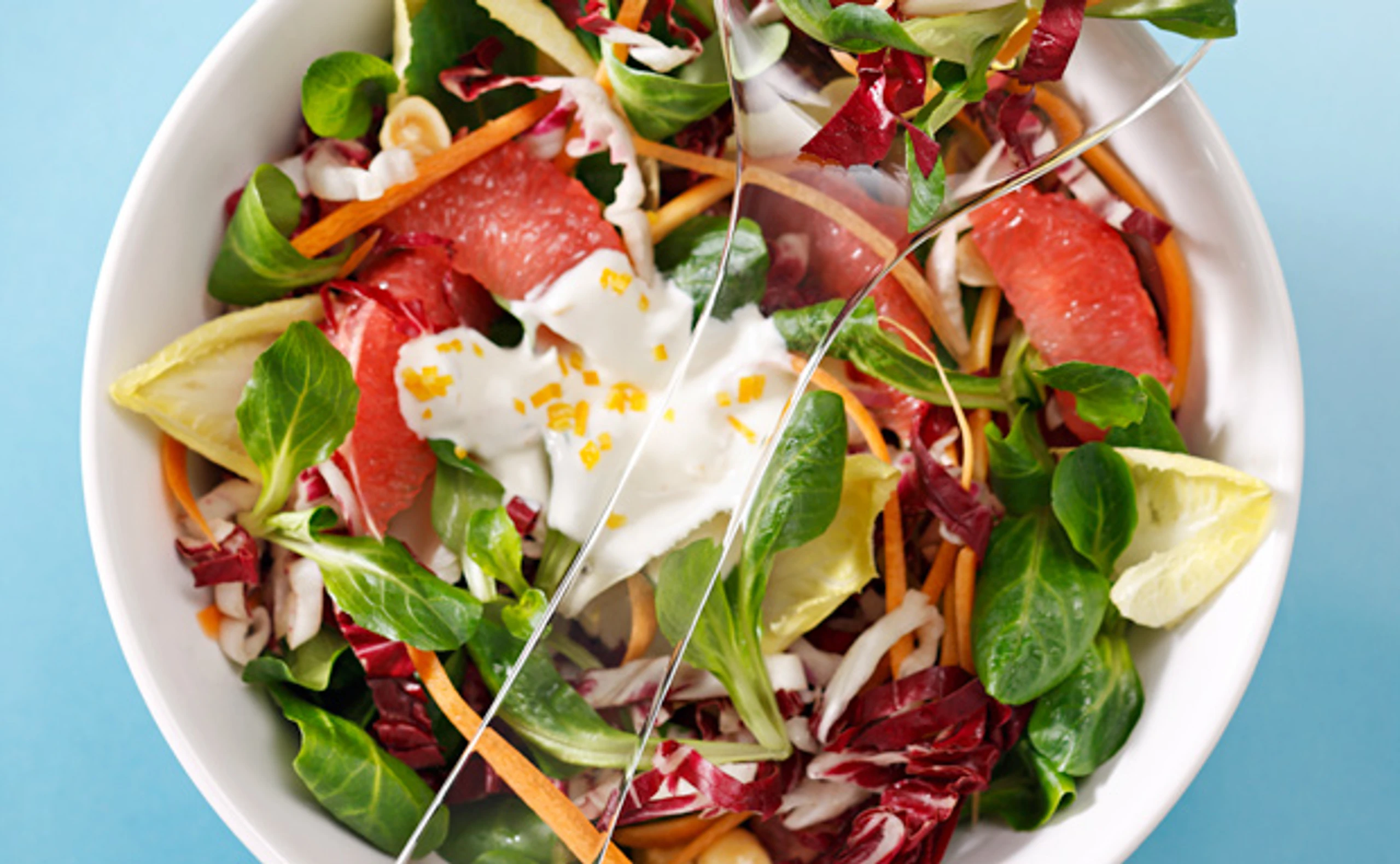 Grapefruit-Salat mit Zitronen-Rahm-Dressing