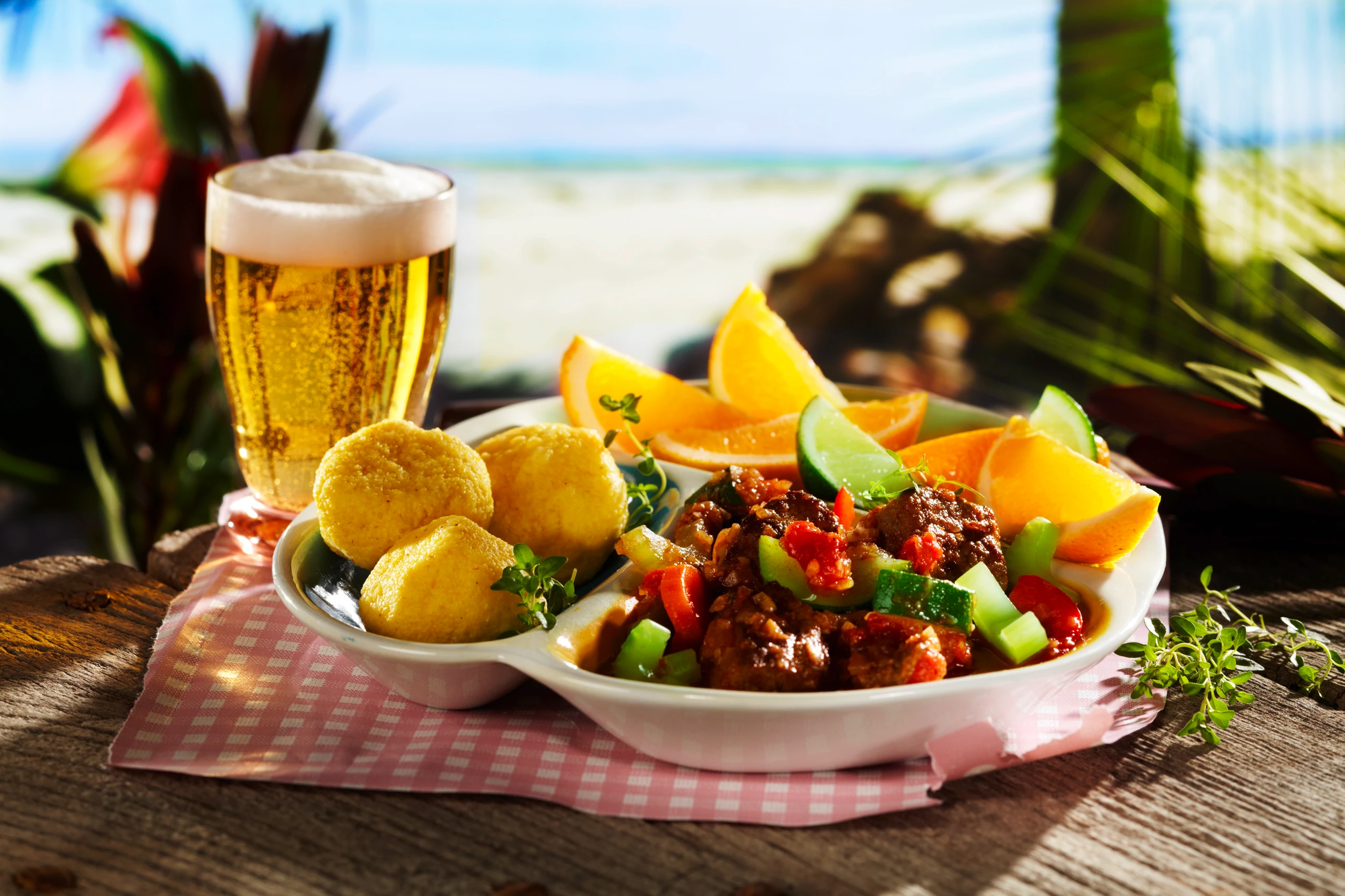 Rinder-Stew mit Mais-Bällchen