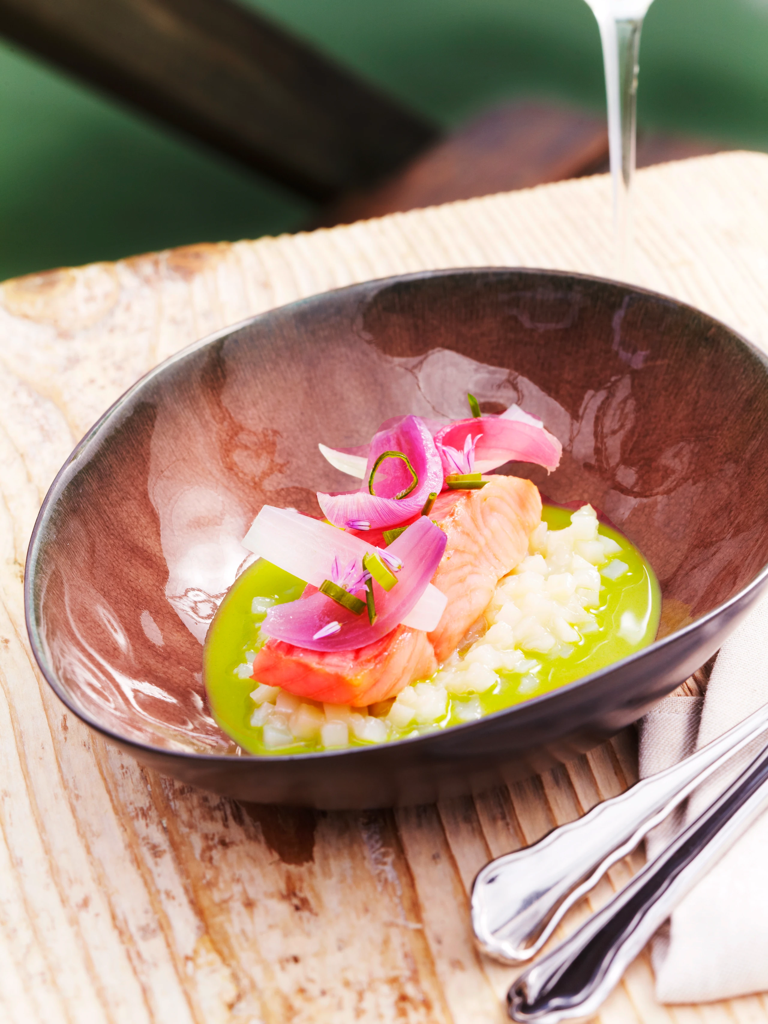 Lachsforelle mit Erdäpfelrisotto