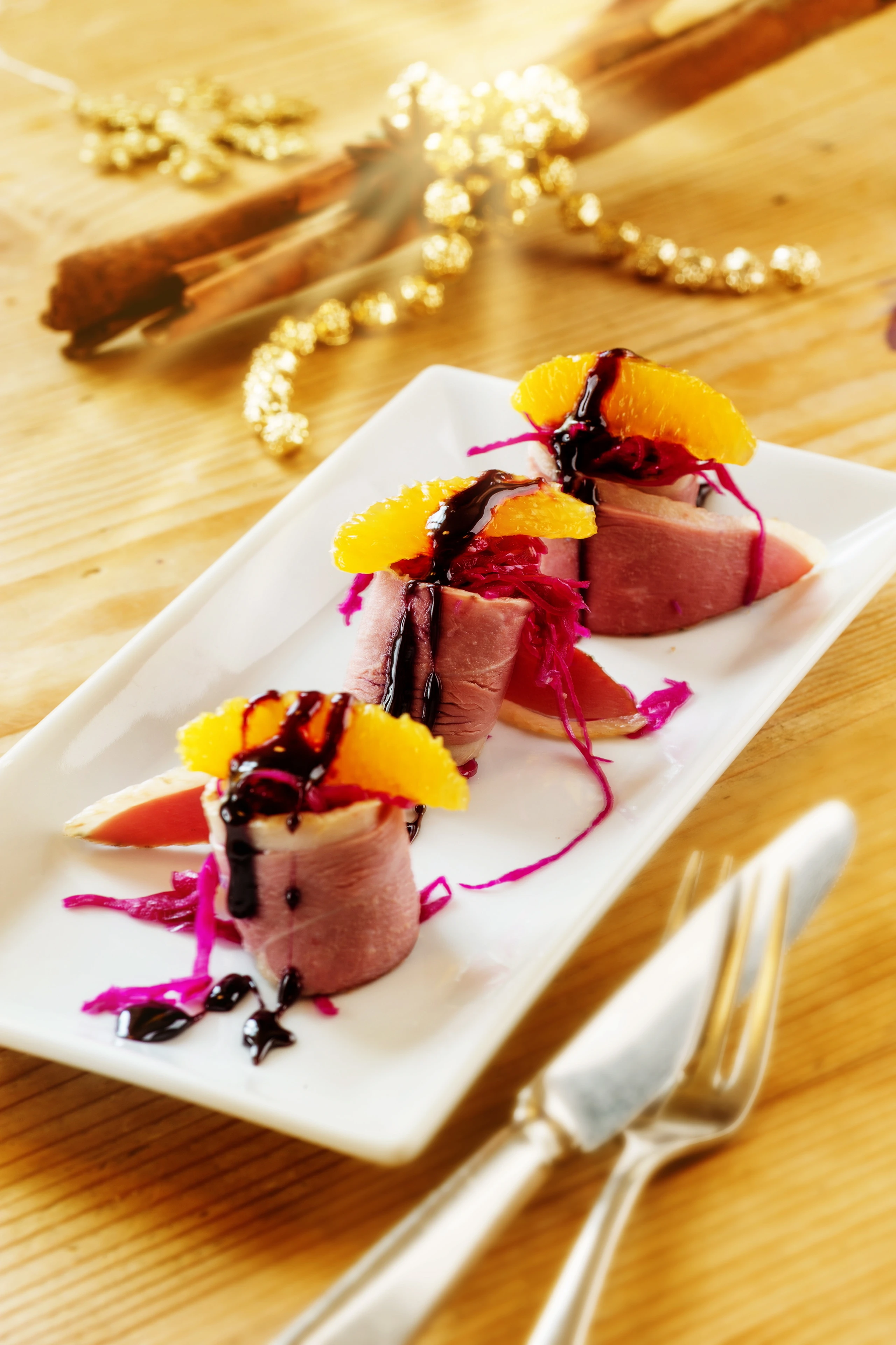 Entenröllchen mit Rotkraut