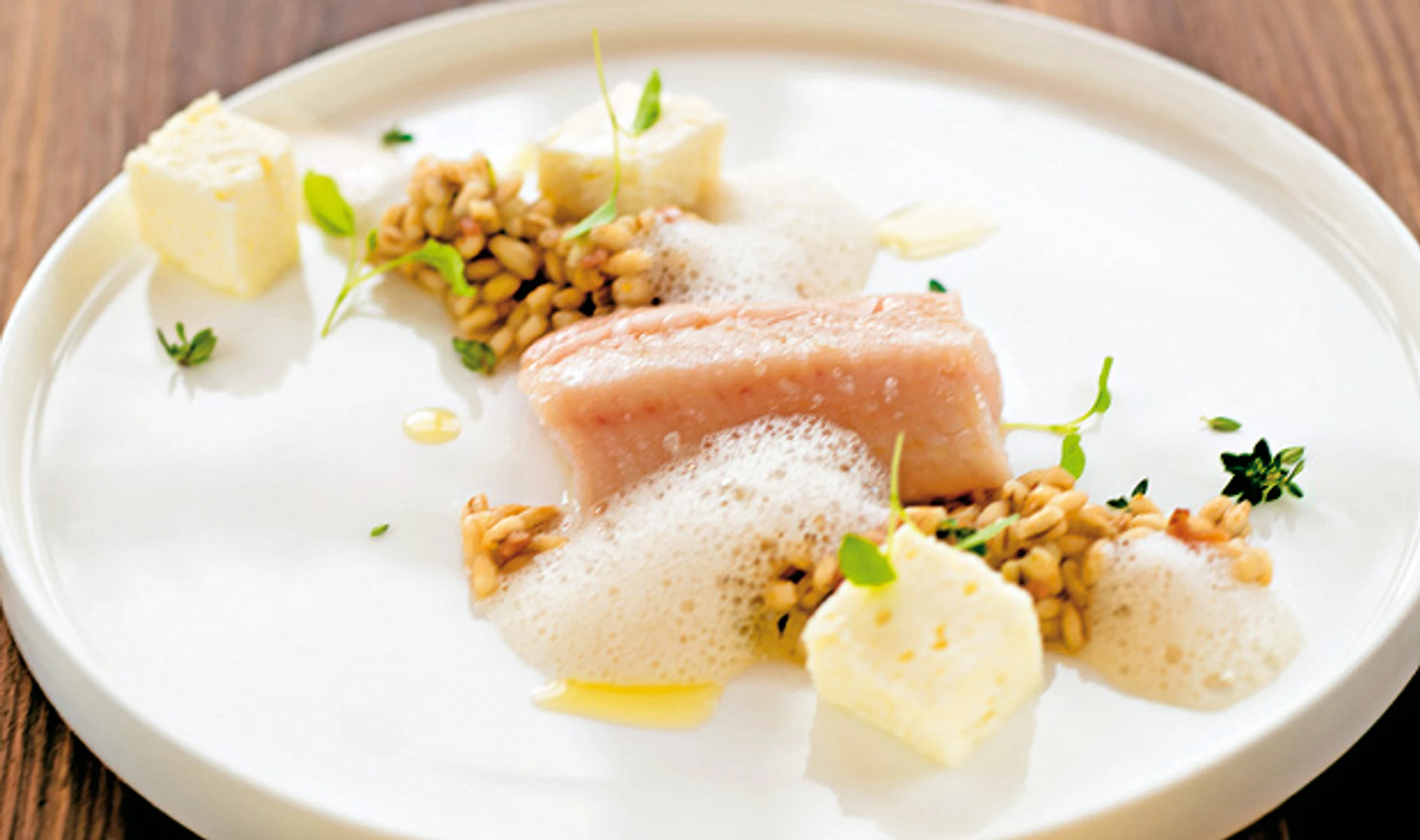 Konfierte Forelle mit Zitronen Ritschert