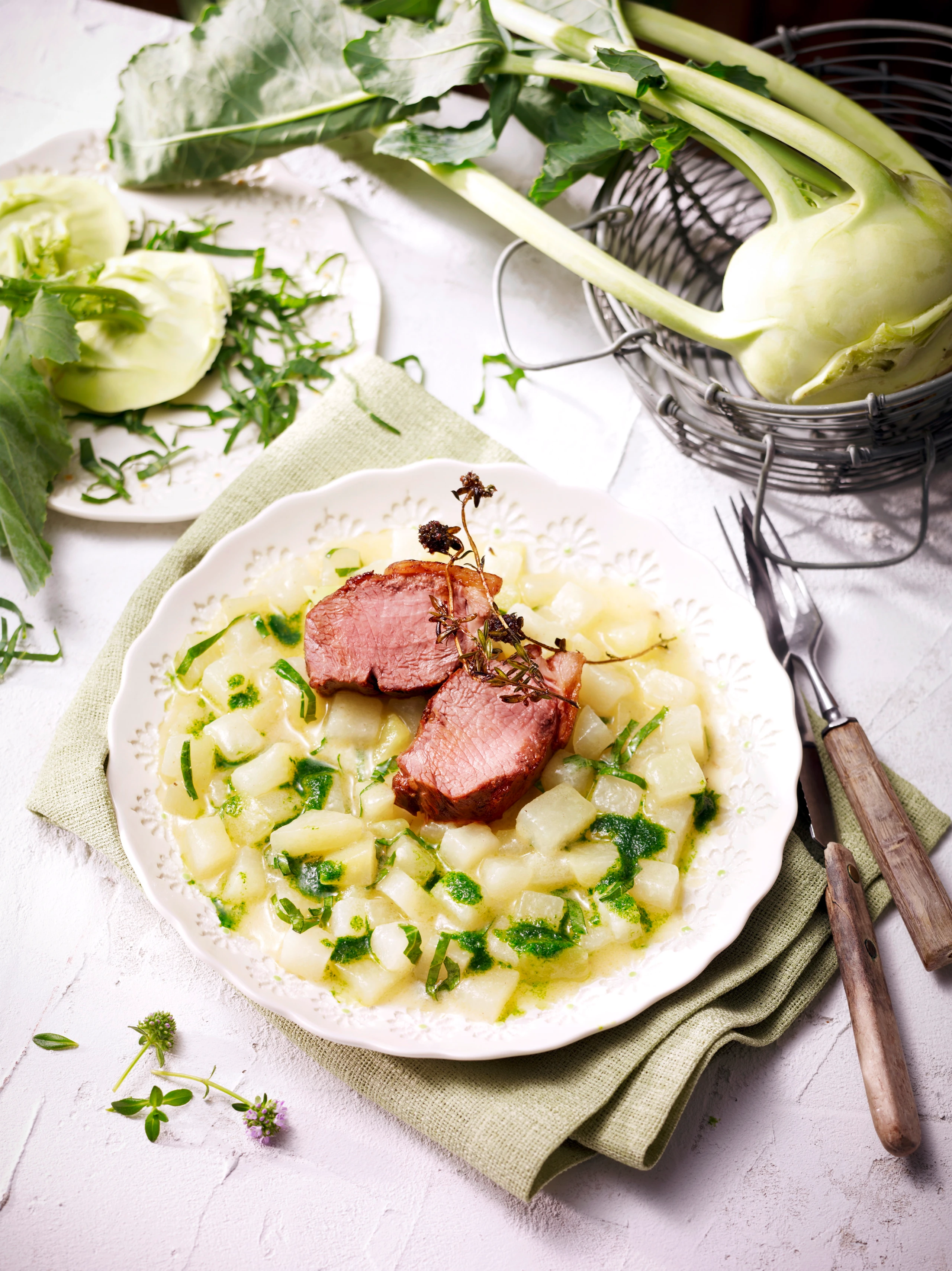 Lammfilets mit Kohlrabigemüse