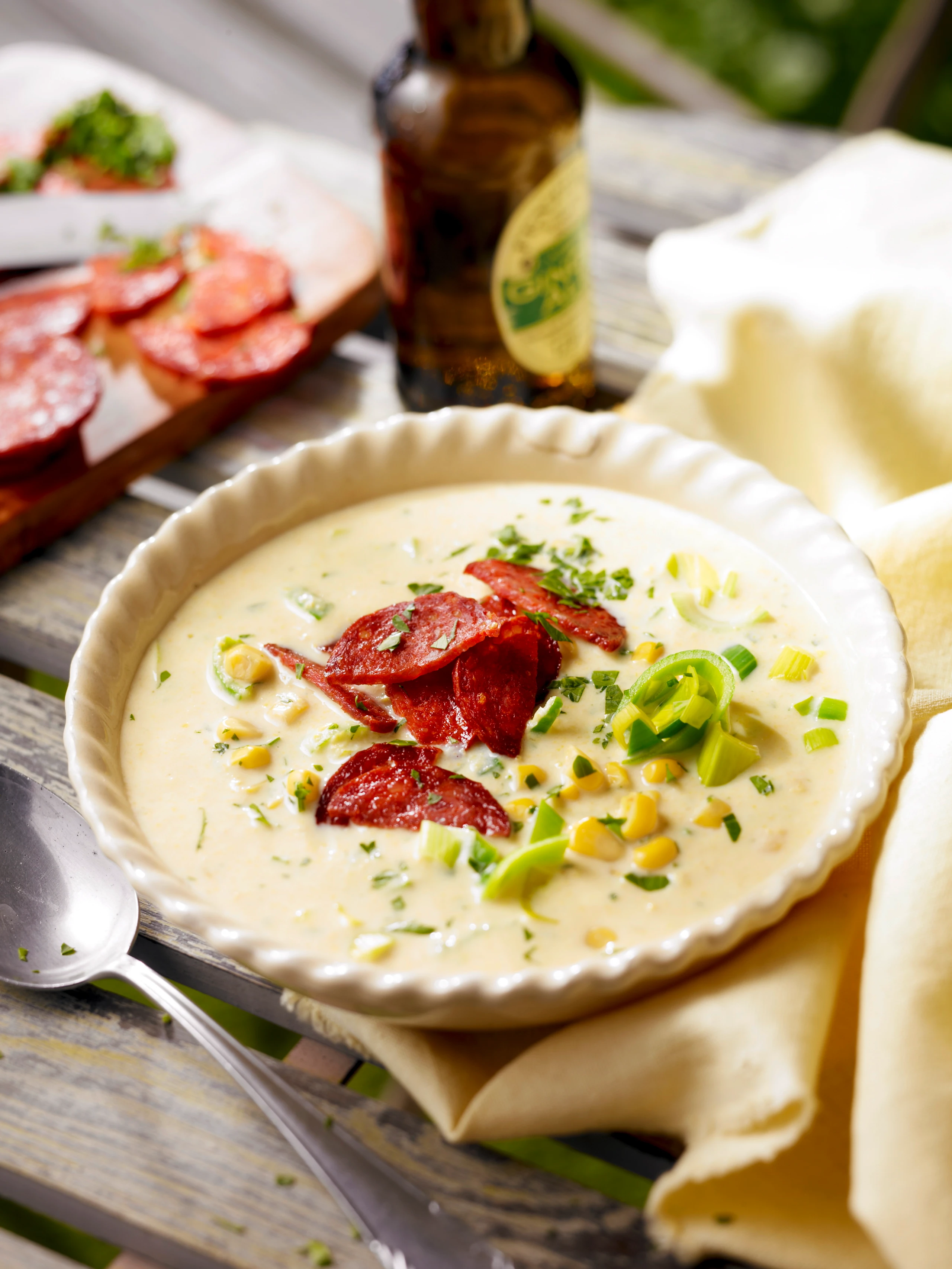 Maissuppe mit Chorizo