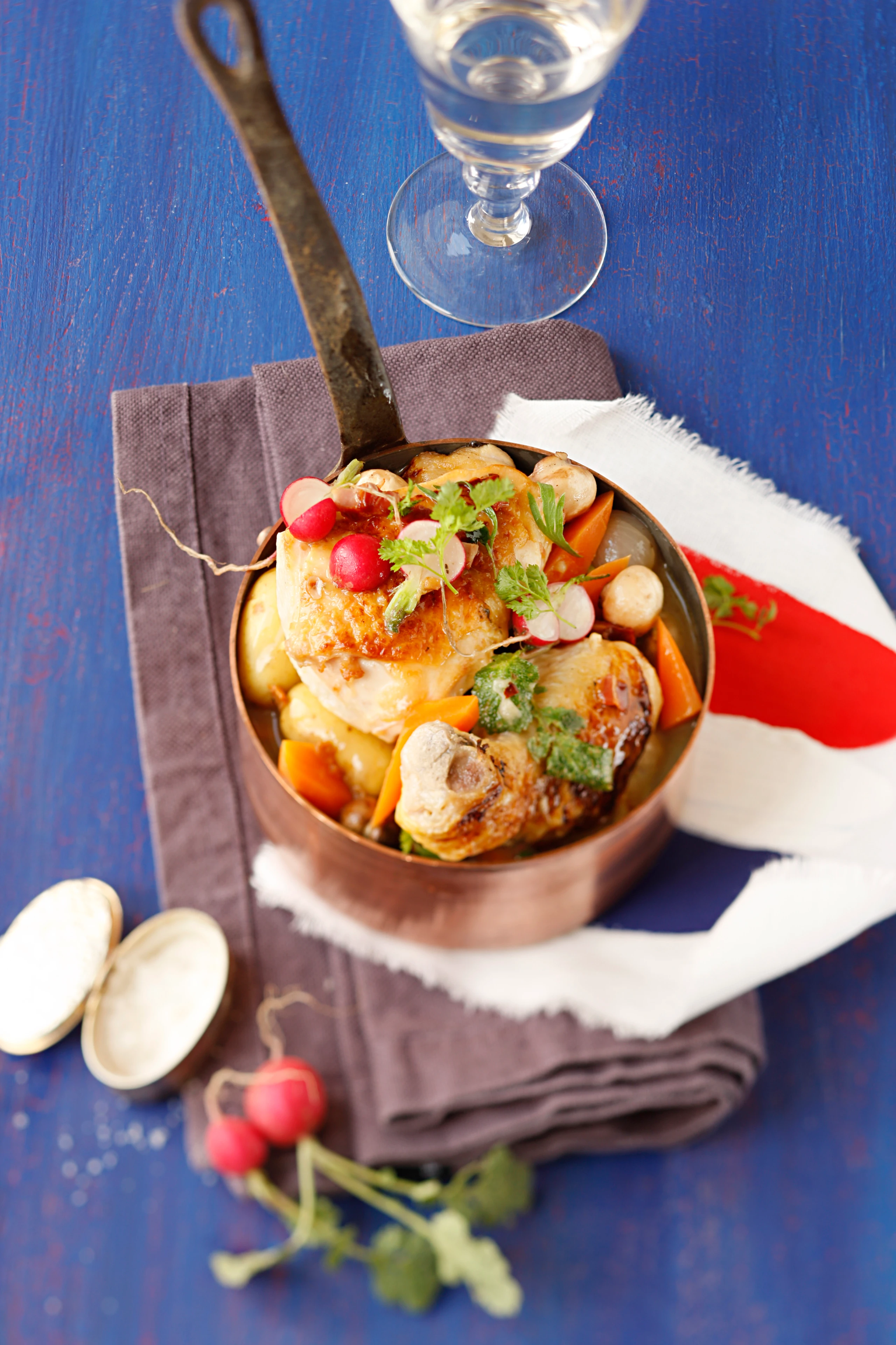 Coq au vin mit Gemüse