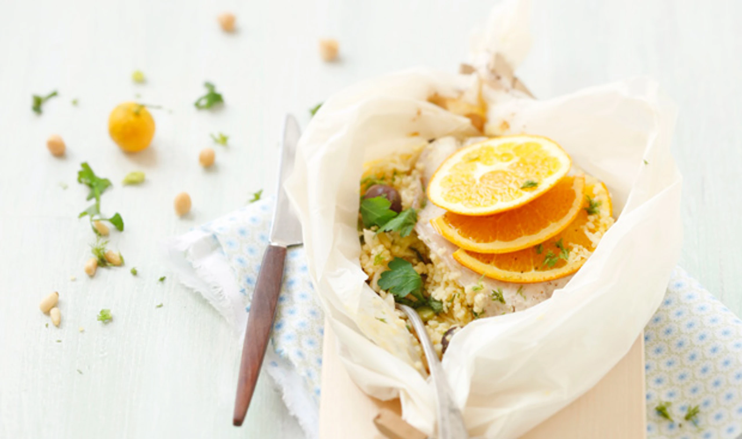 Wolfsbarsch im Papierpäckchen