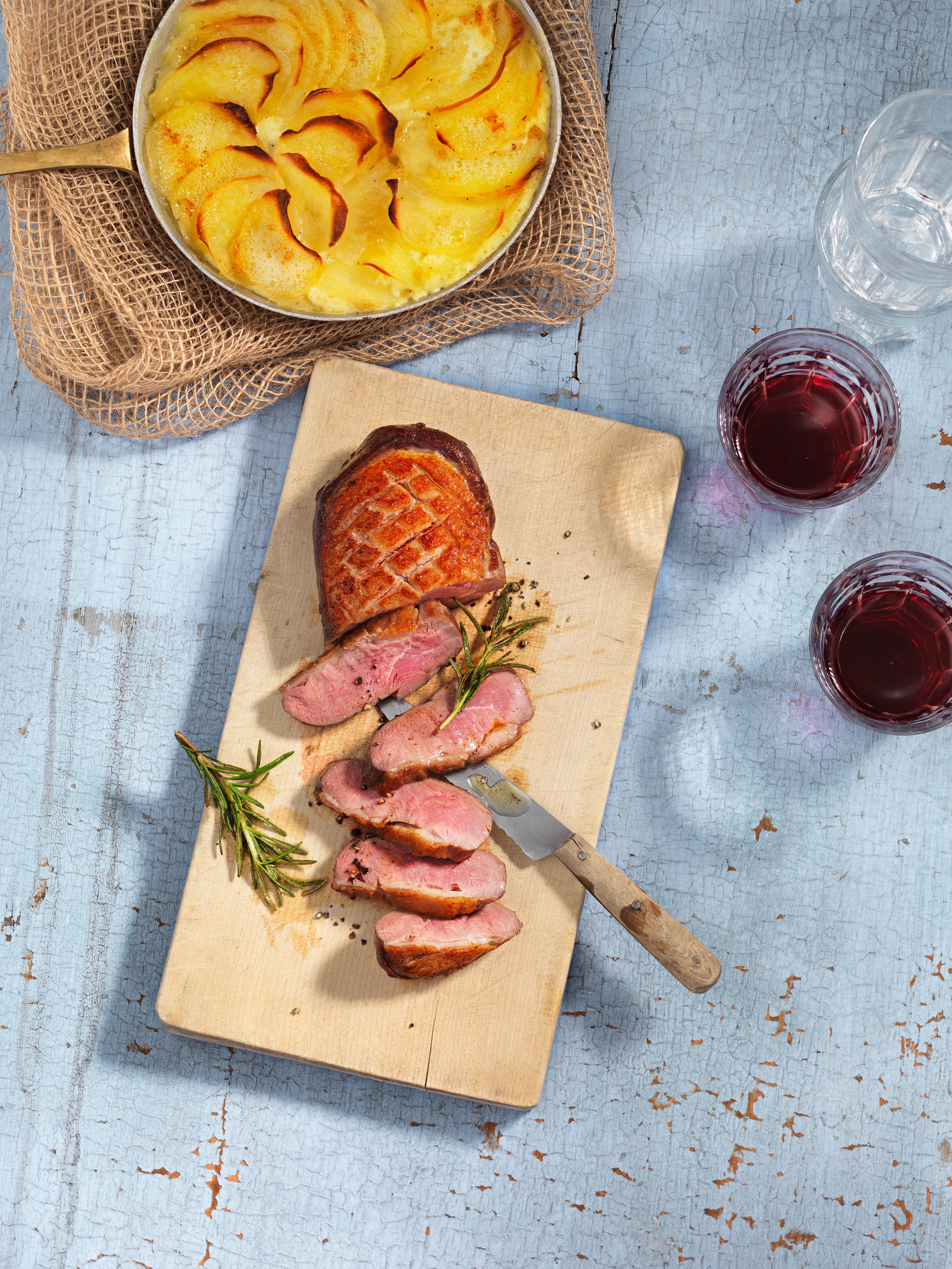 Magret de canard: Französische Entenbrust mit Gratin dauphinois