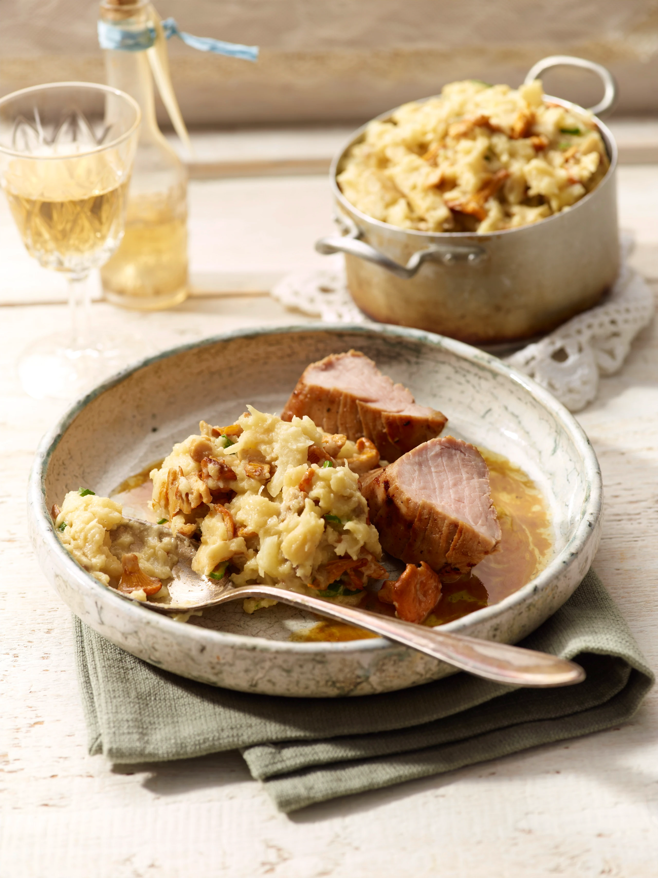 Schweinsfilet mit Tannenhonig und Schwammerlpüree