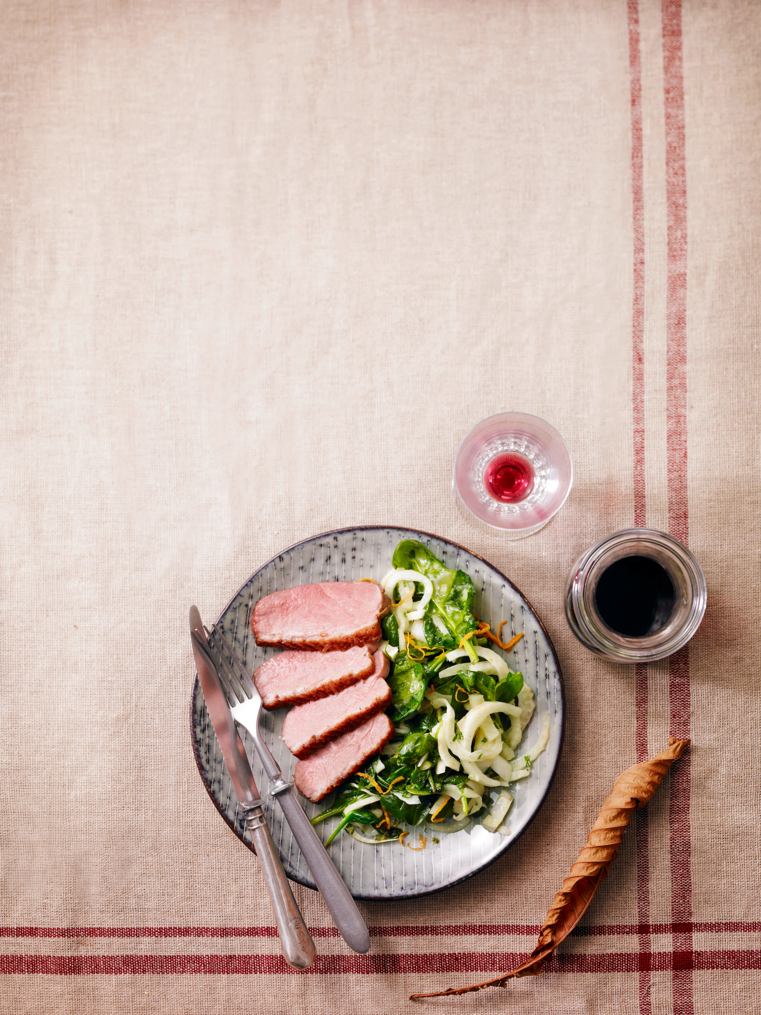 Entenbrust mit Fenchel und Spinat