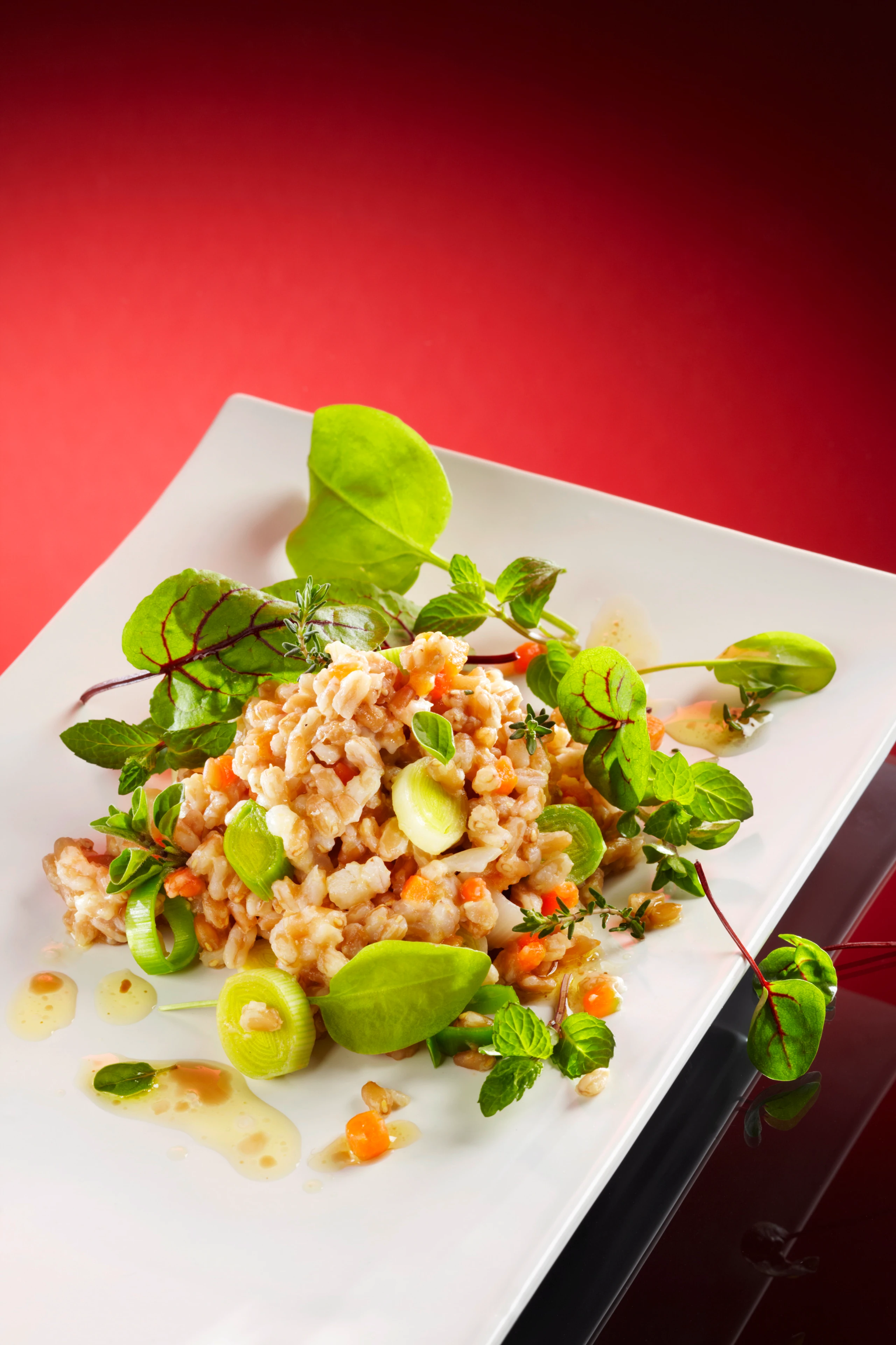 Emmer-Gemüsereis mit Kräutersalat