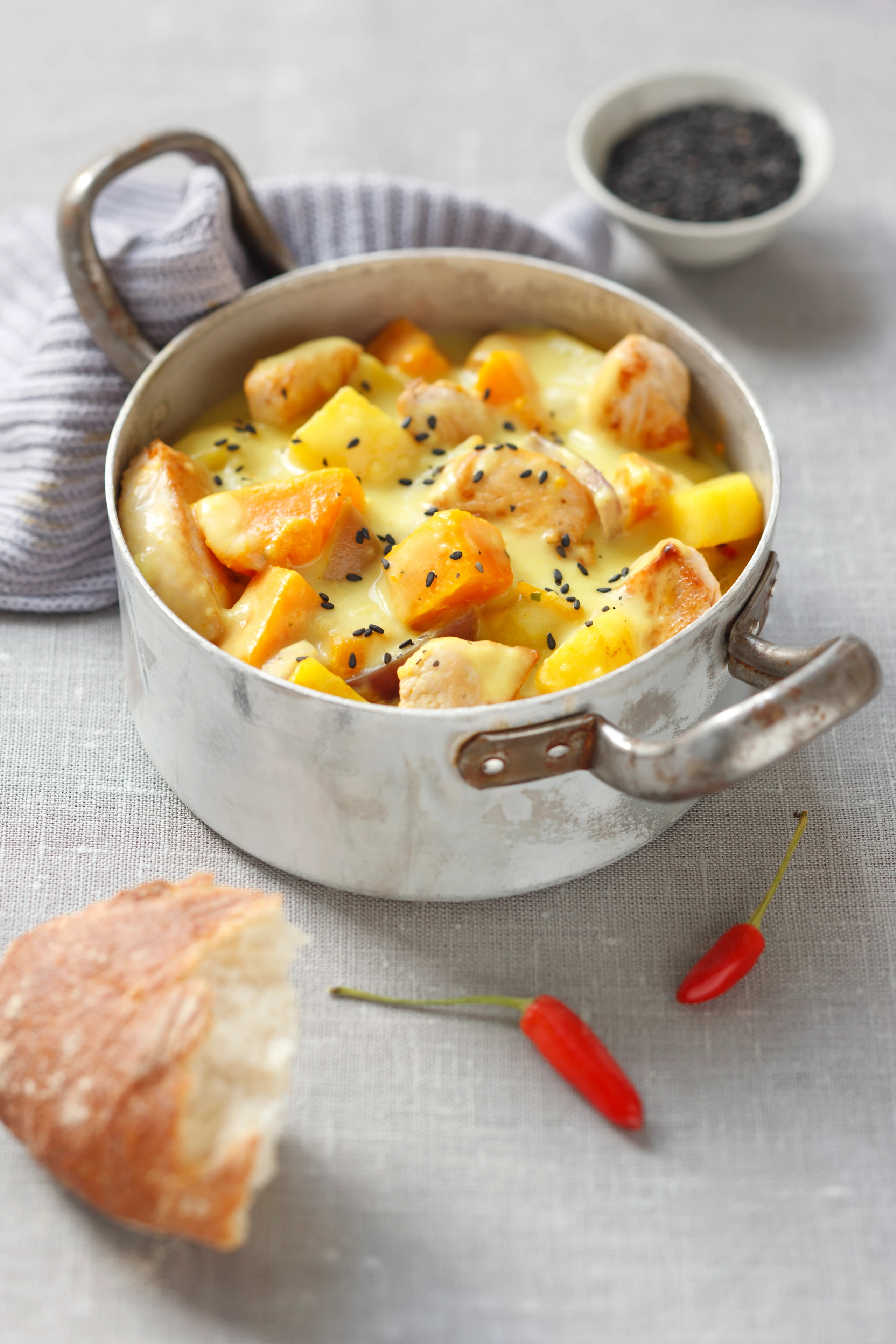 Schnelles Puten-Erdäpfel-Kürbiscurry