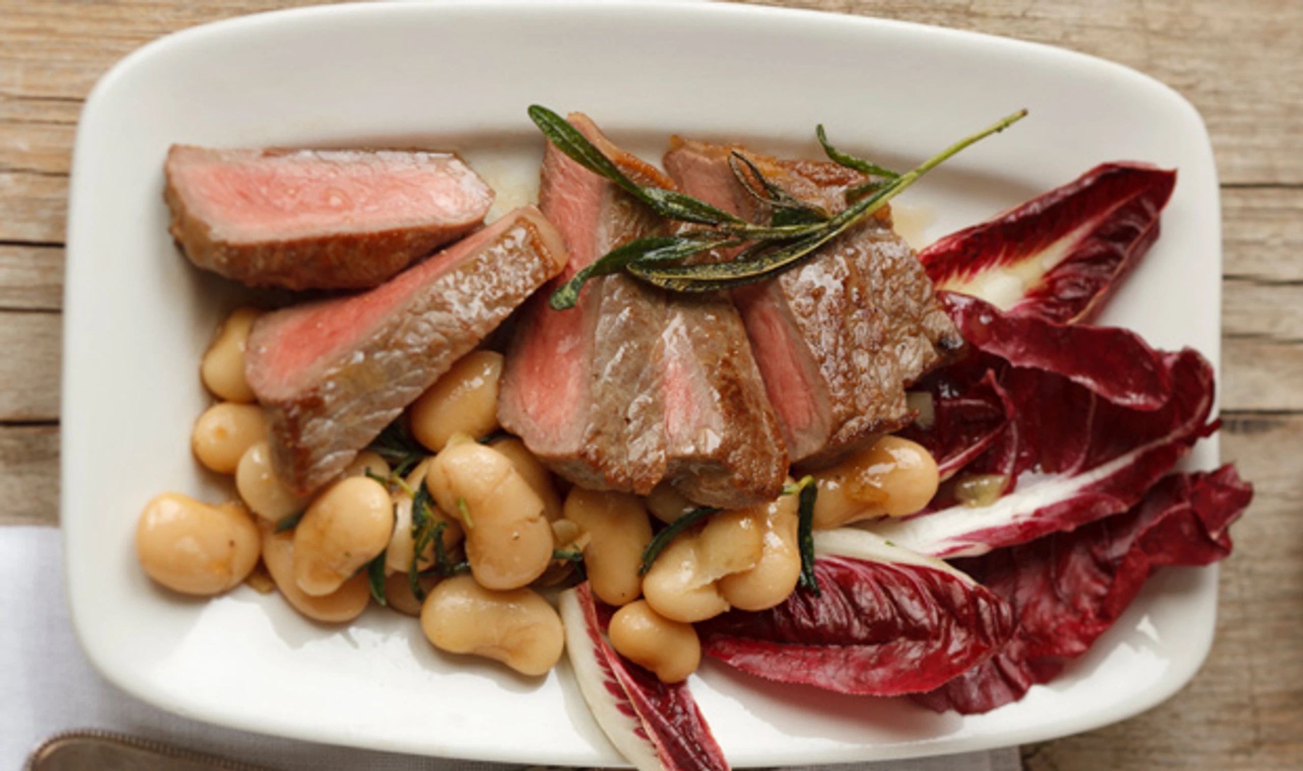 Rumpsteak mit Bohnen