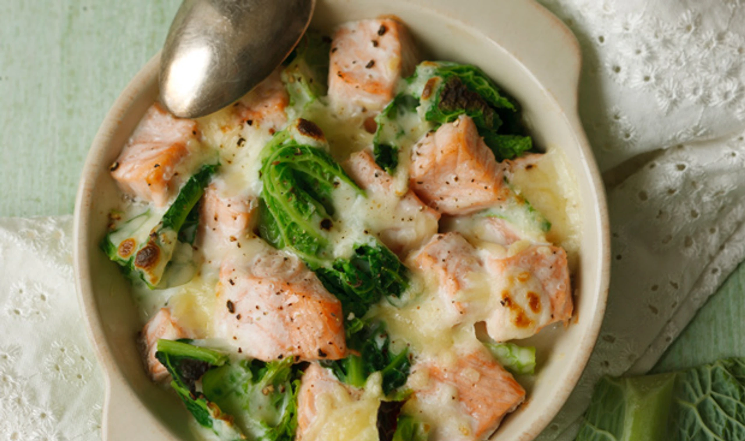 Kohl-Gratin mit Lachs