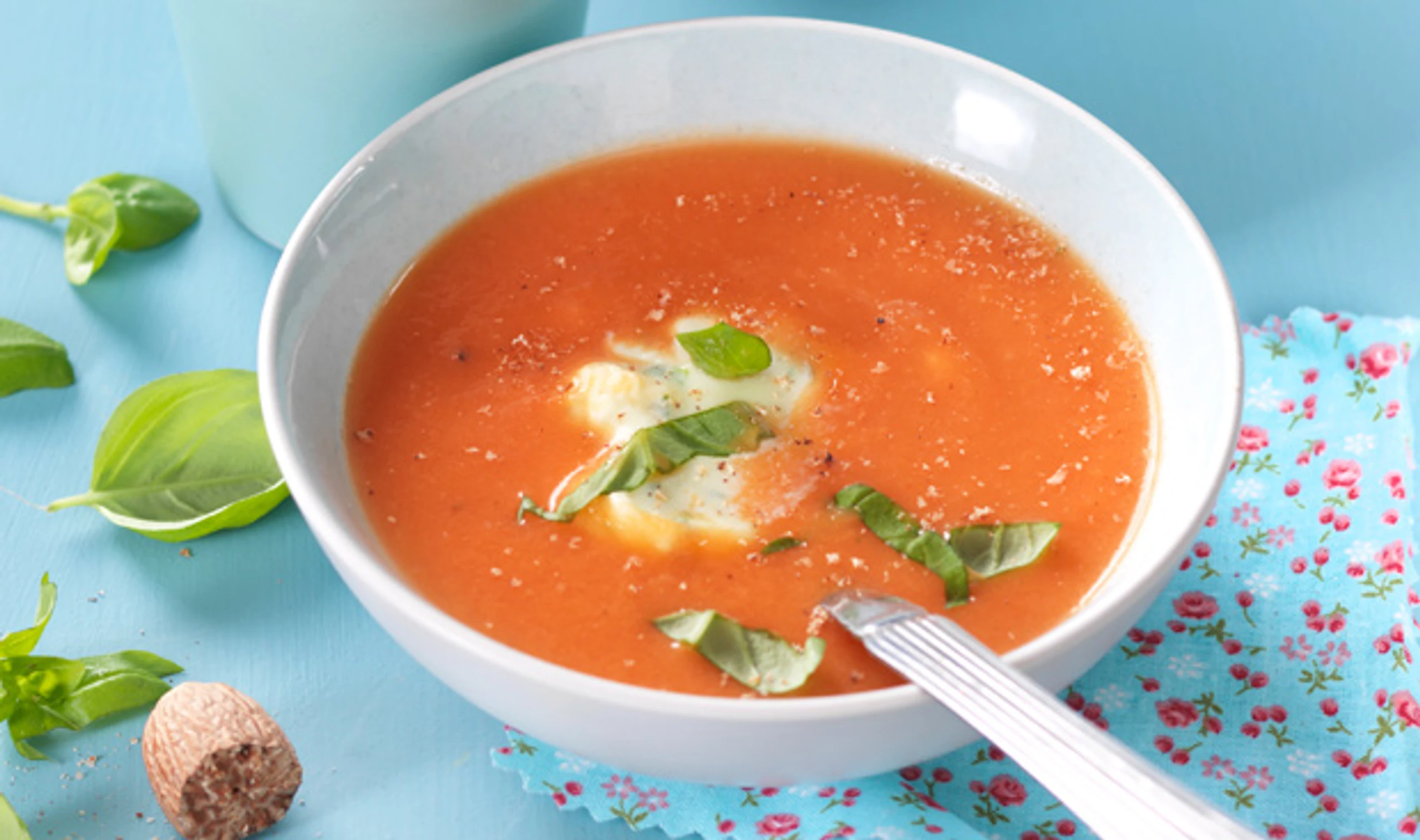 Sellerie-Paradeissuppe mit Soja-Creme