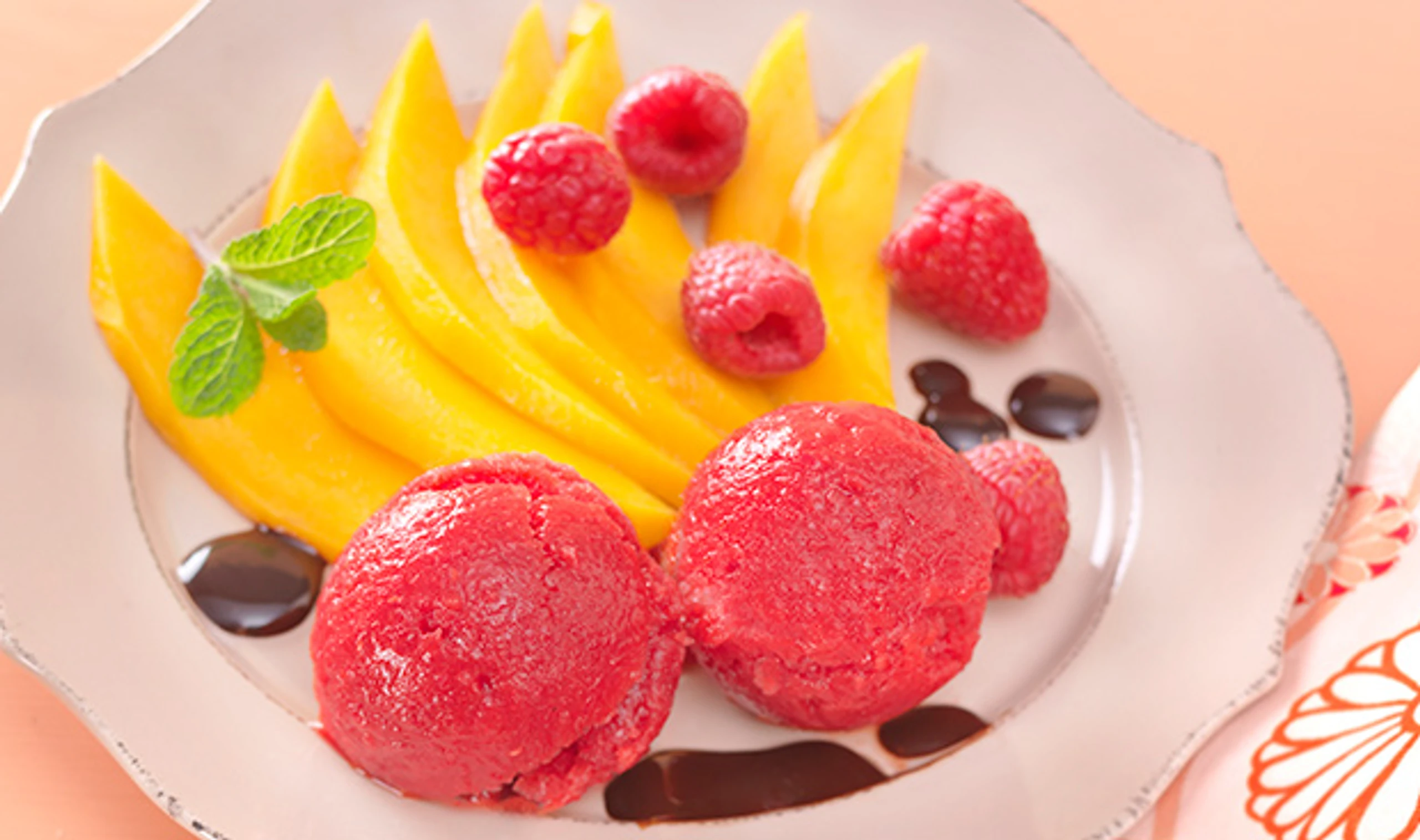 Himbeer-Mango-Sorbet