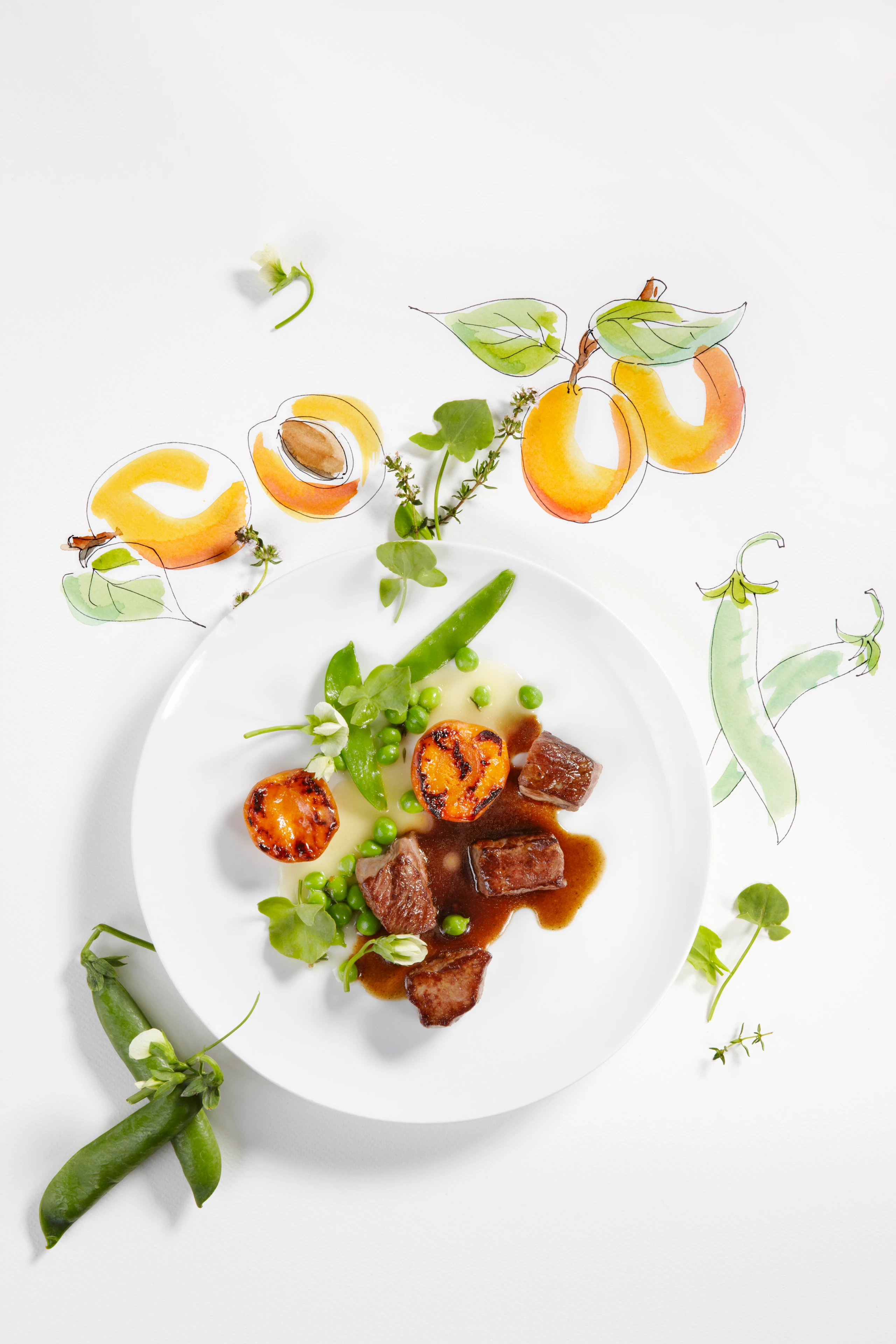 Lamm mit Marillen und Erbsen