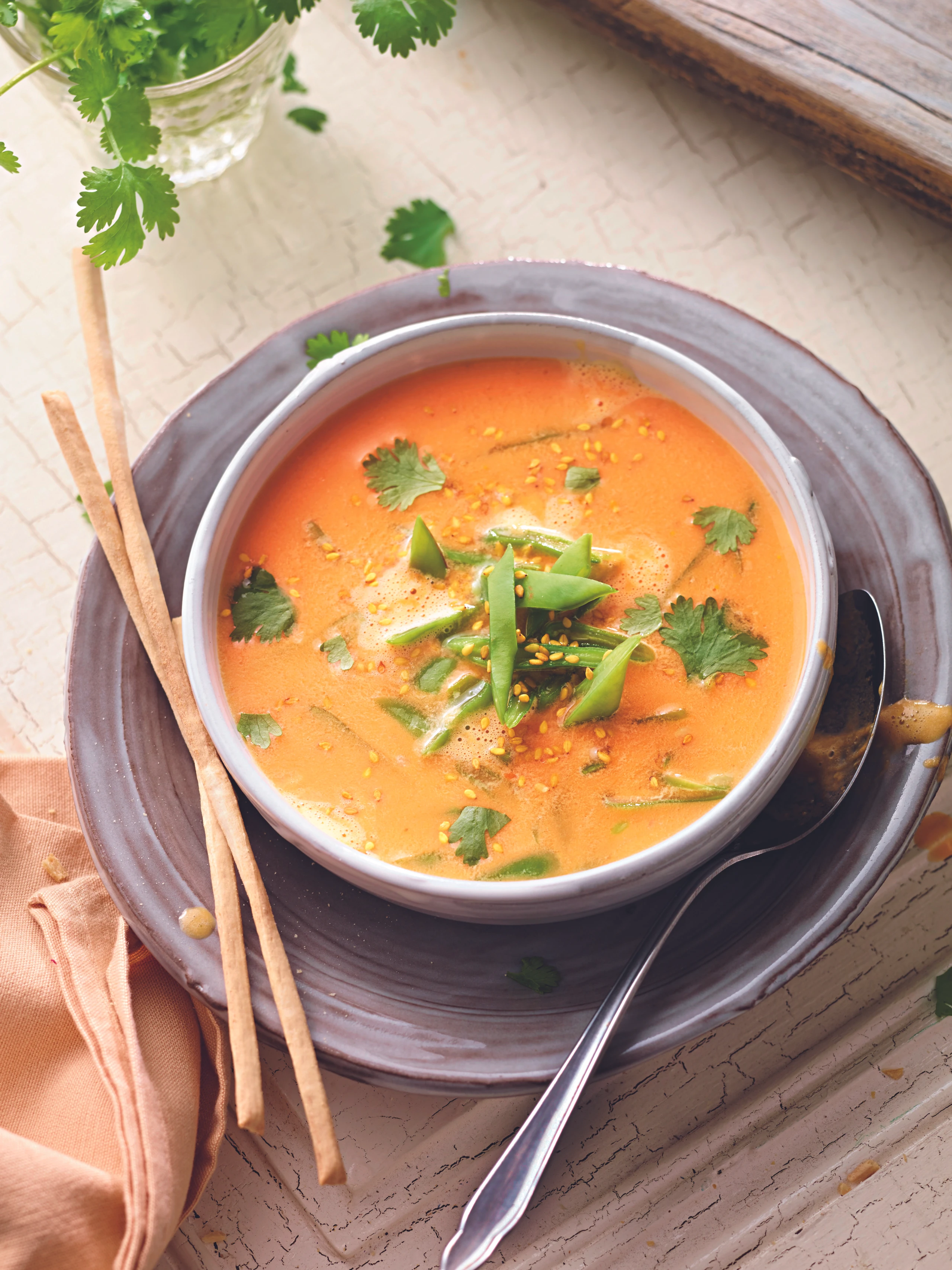 Süßkartoffelsuppe mit Kokosmilch