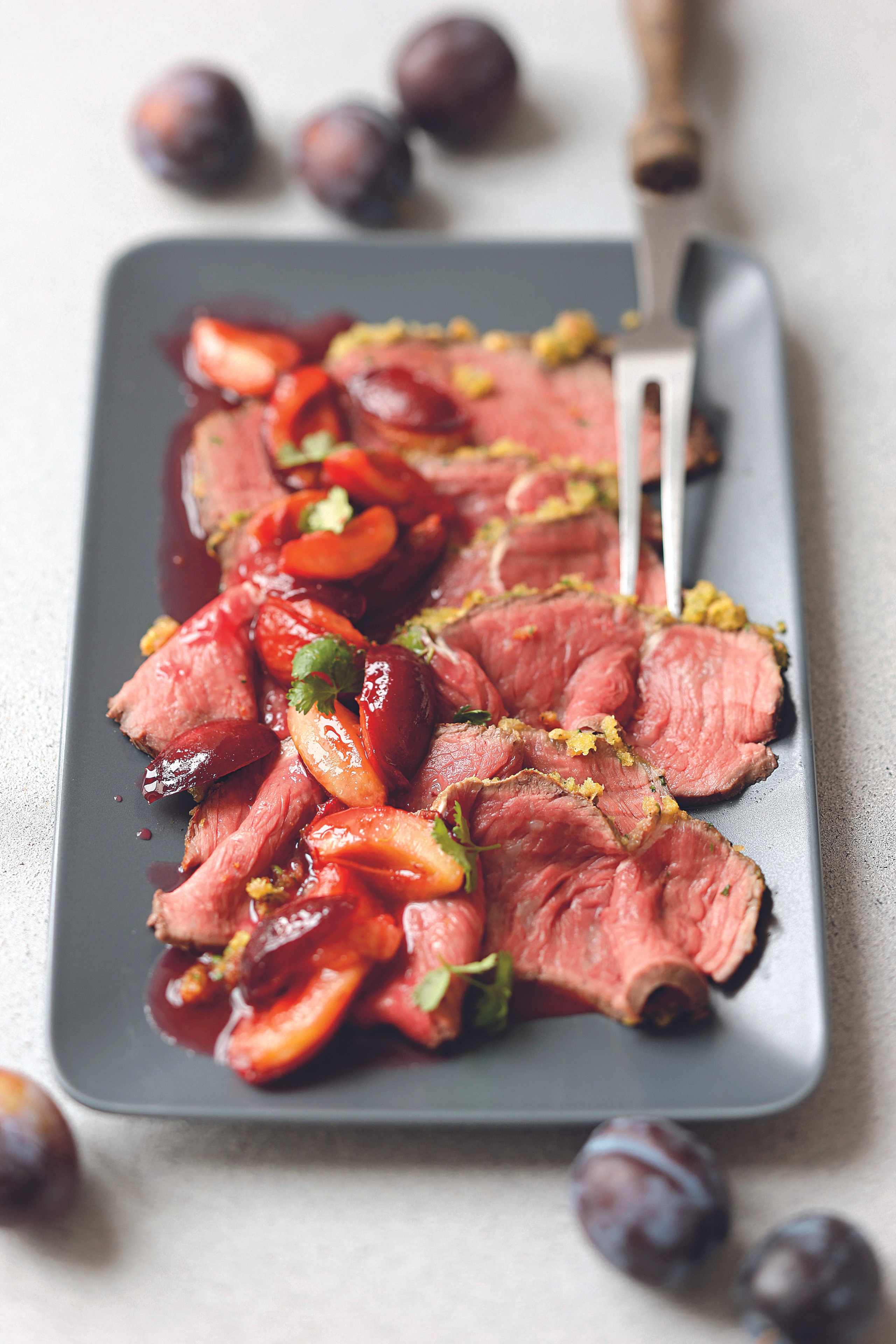 Beiried mit Balsamico-Zwetschken