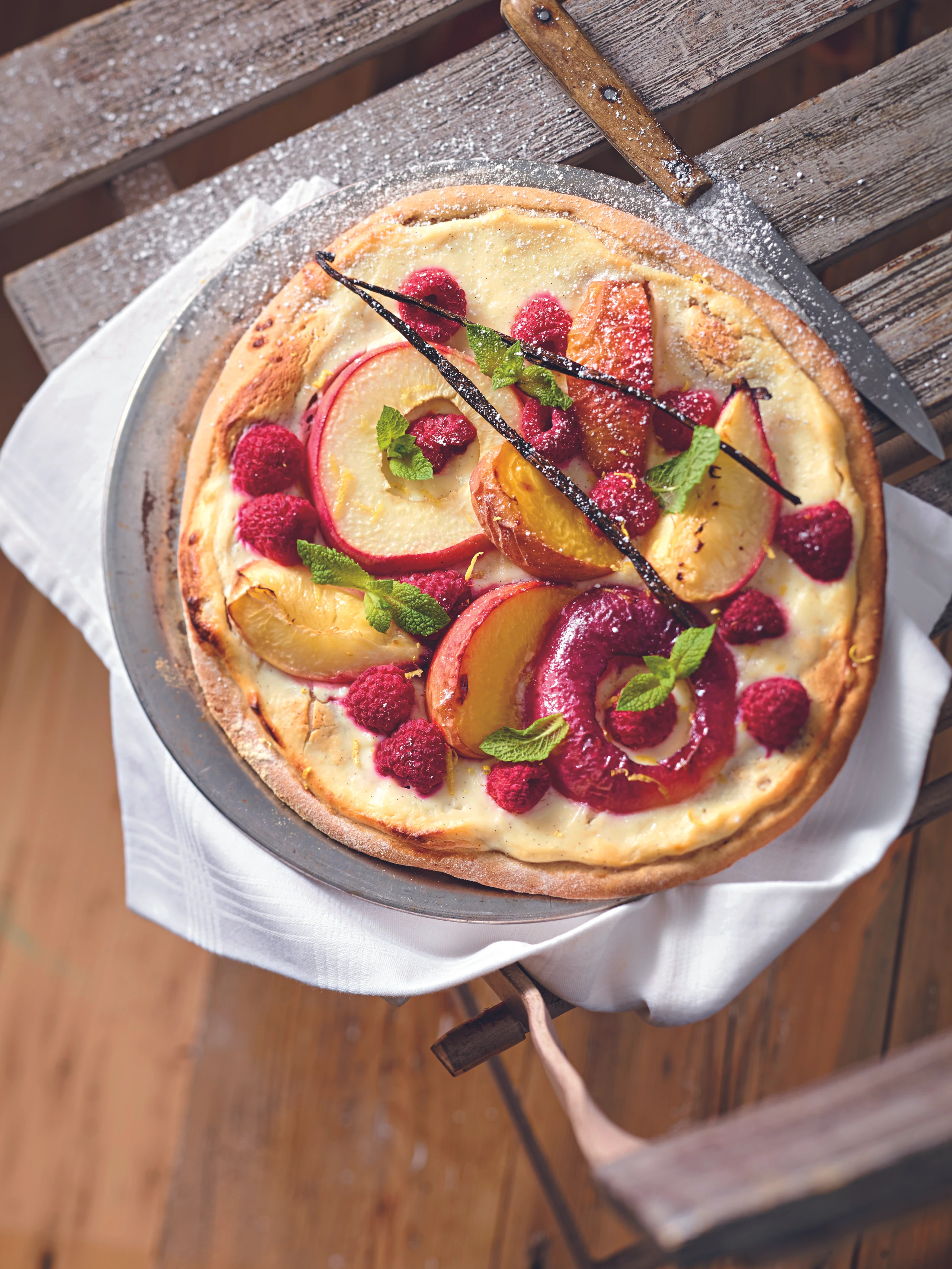 Pfirsich-Melba-Pizza