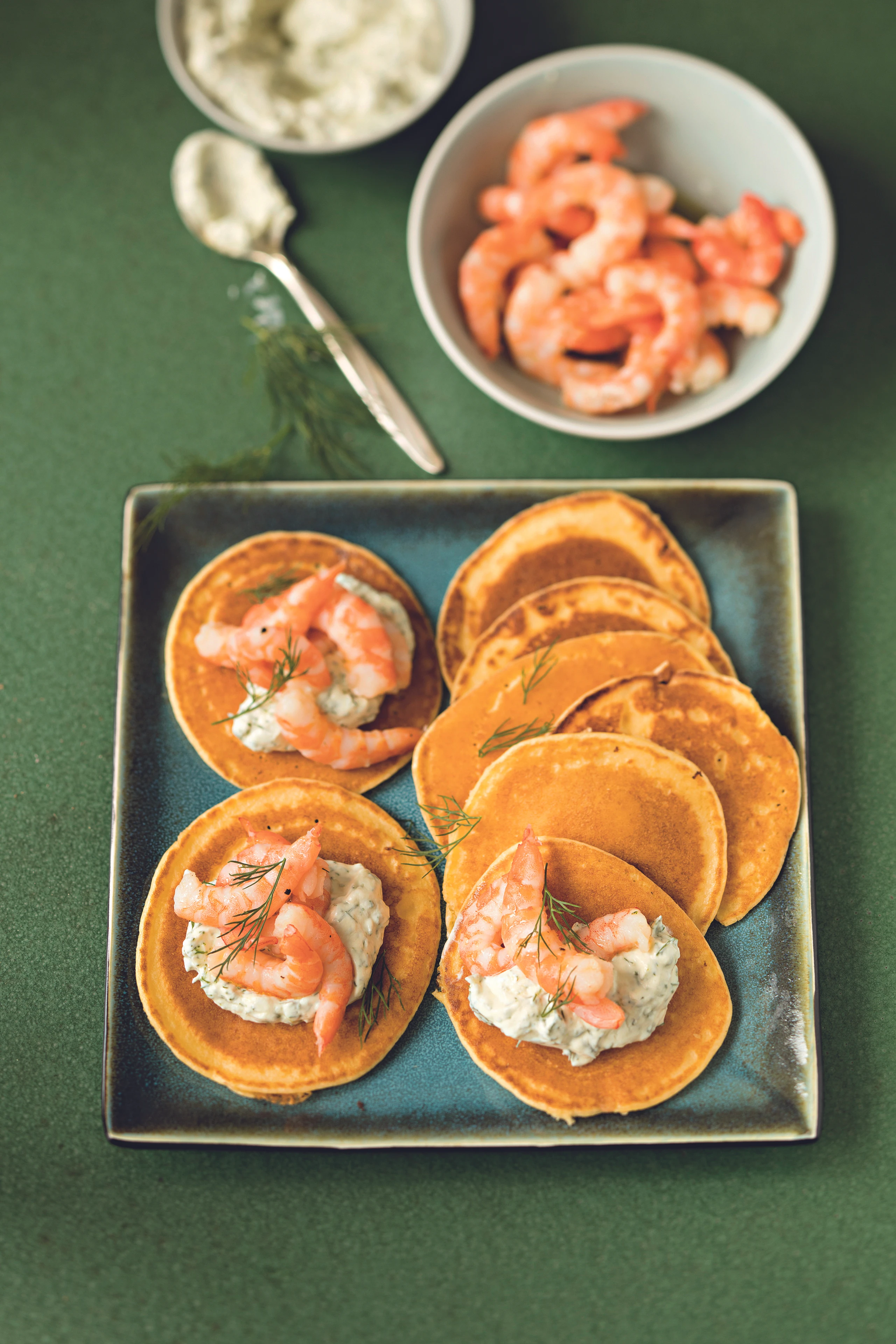 Käsetaler mit Shrimps