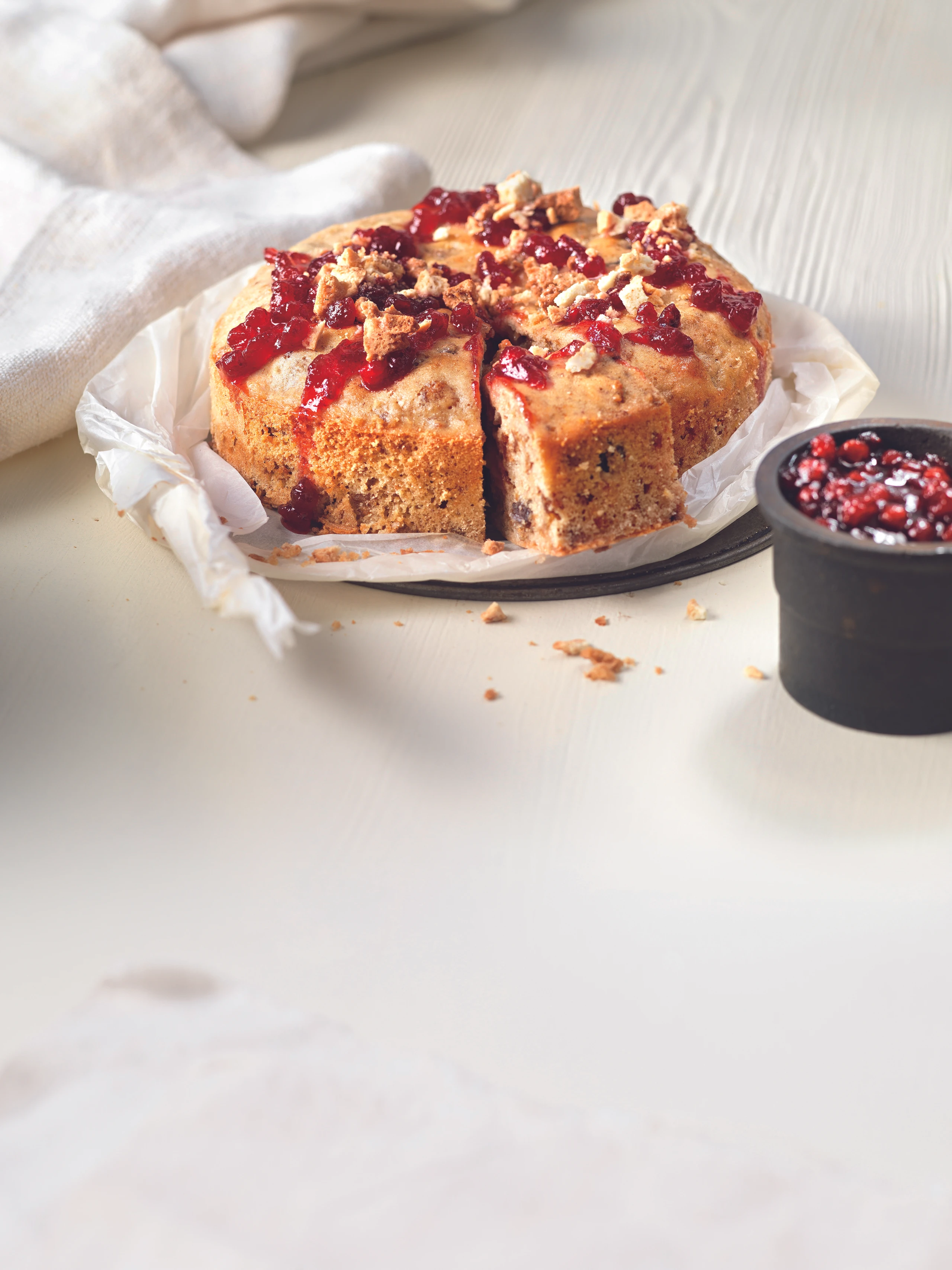 Preiselbeer-Grammelkuchen