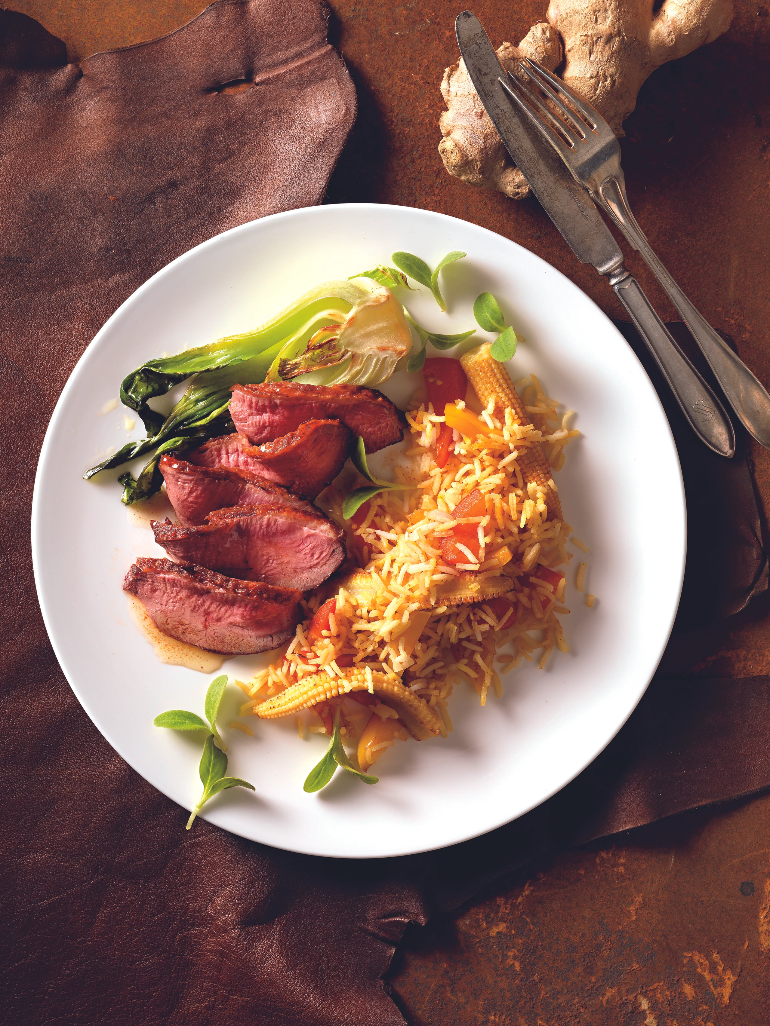 Entenbrust mit Gemüsereis