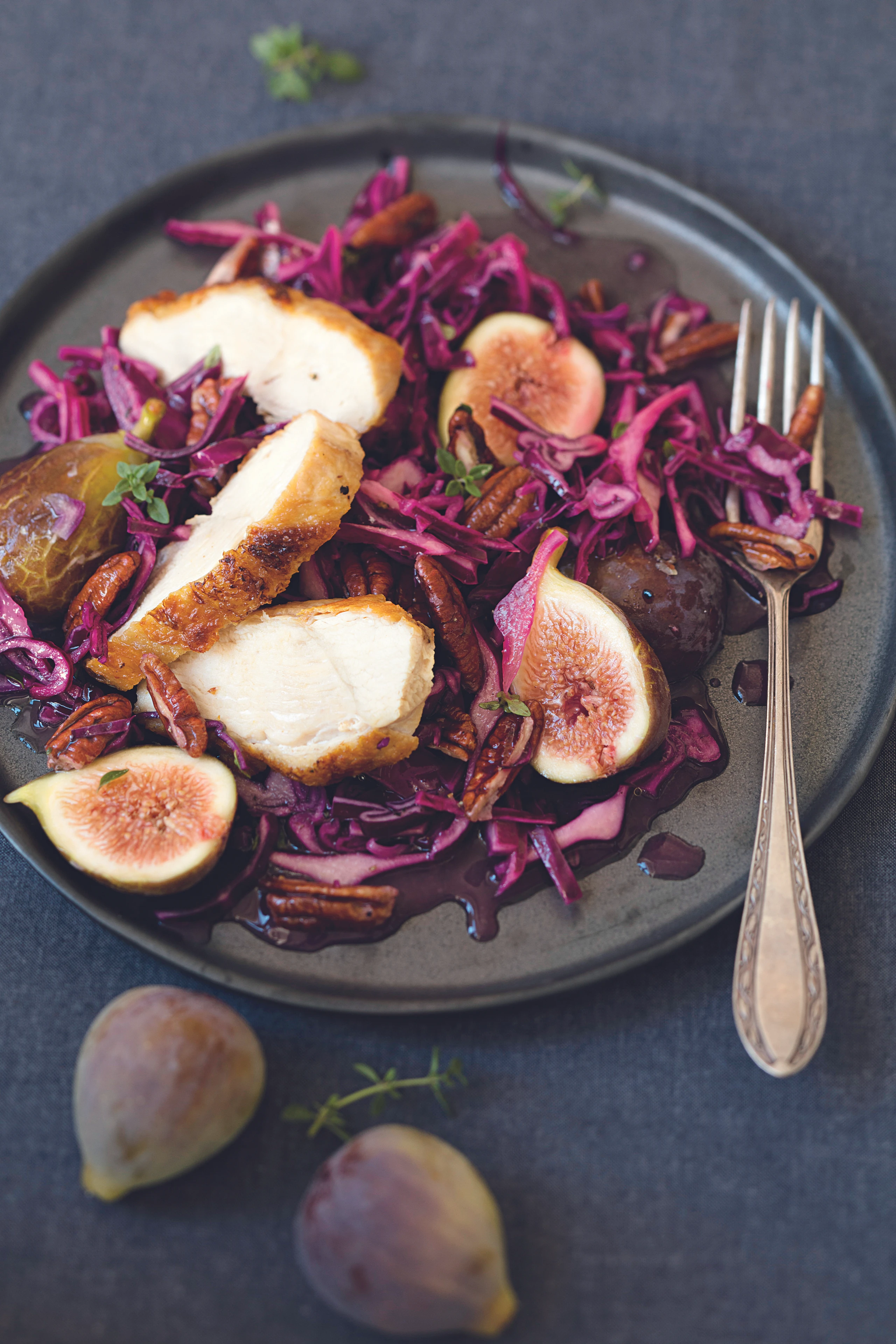 Rotkrautsalat mit Feigen und Hühnerfilet