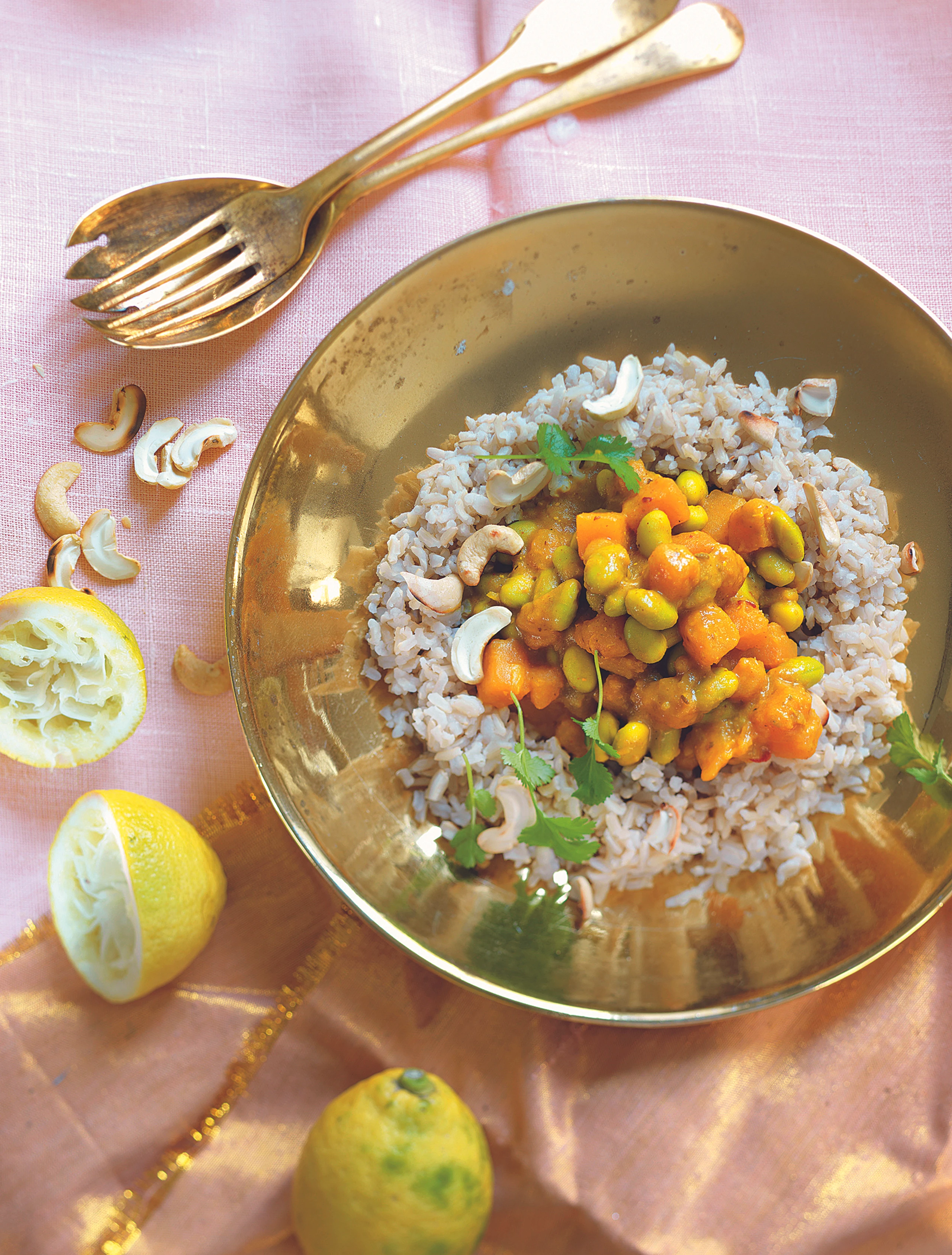 Süßkartoffel-Curry mit Cashew-Reis