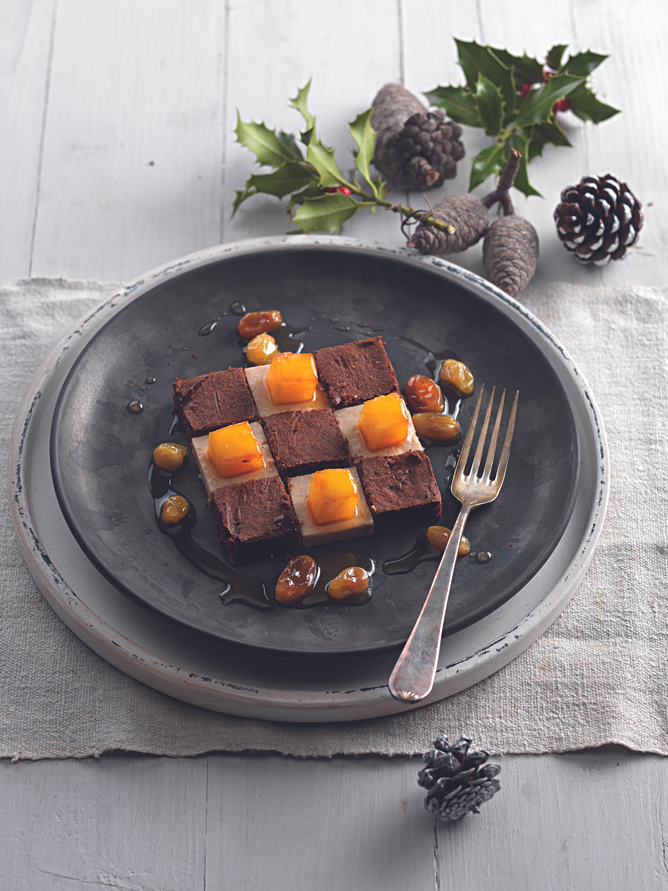 Schoko-Maronikuchen mit Ananaskompott