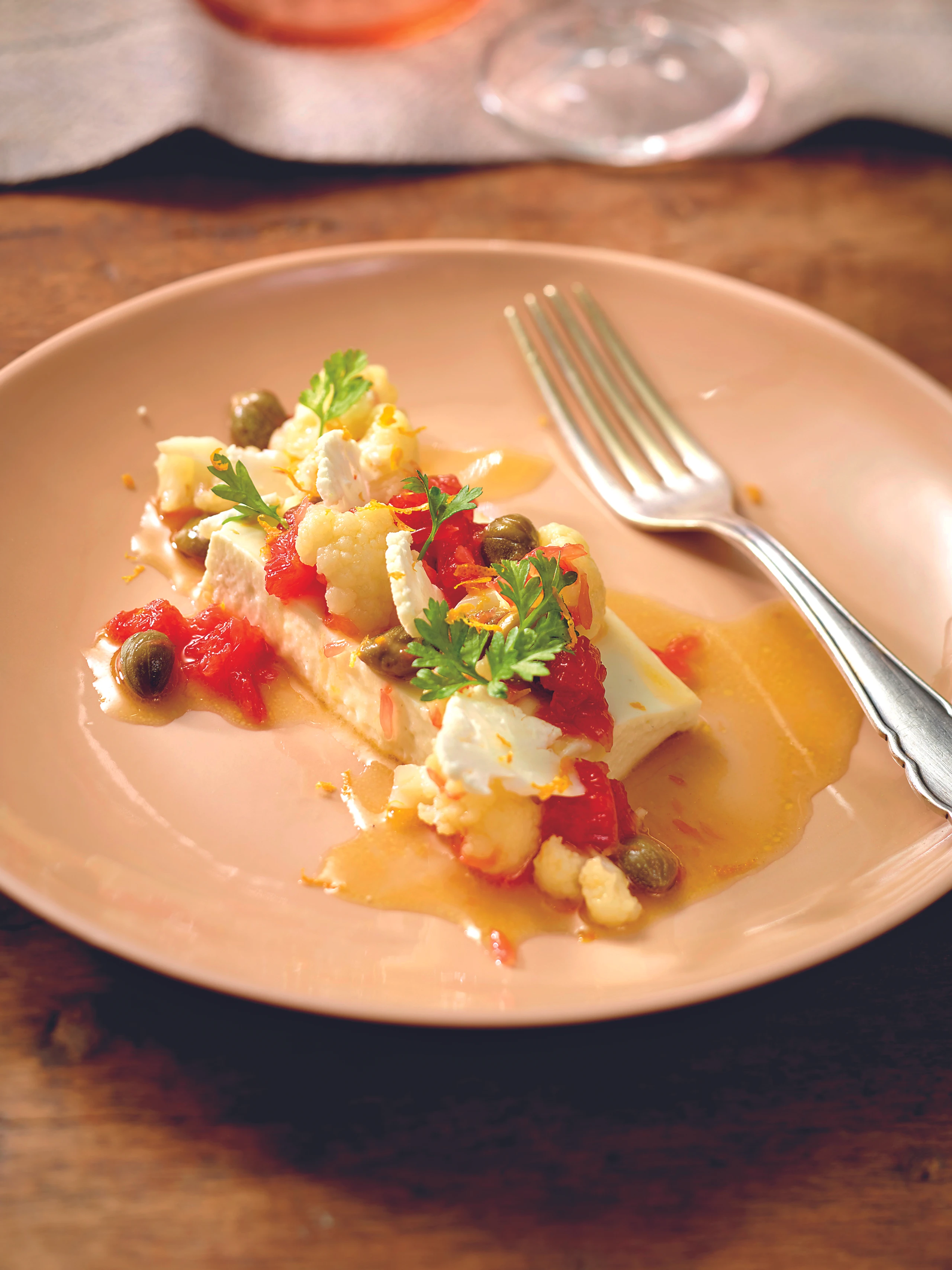 Karfiolmousse mit Blutorangen-Vinaigrette