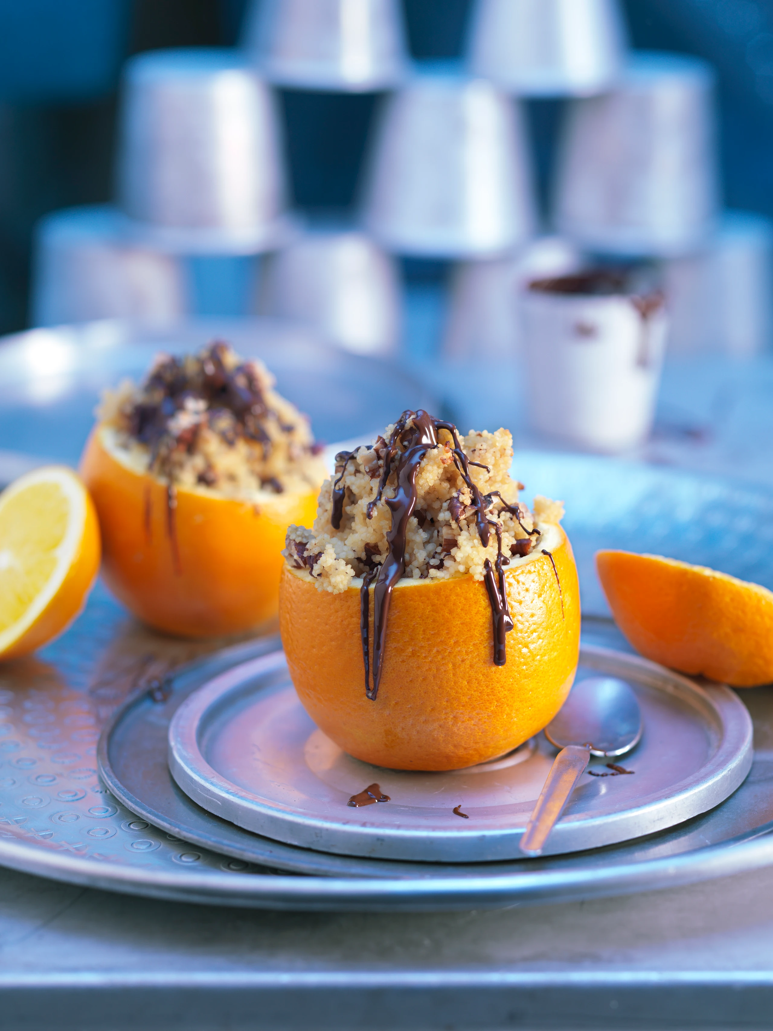 Orange mit Nuss-Couscous