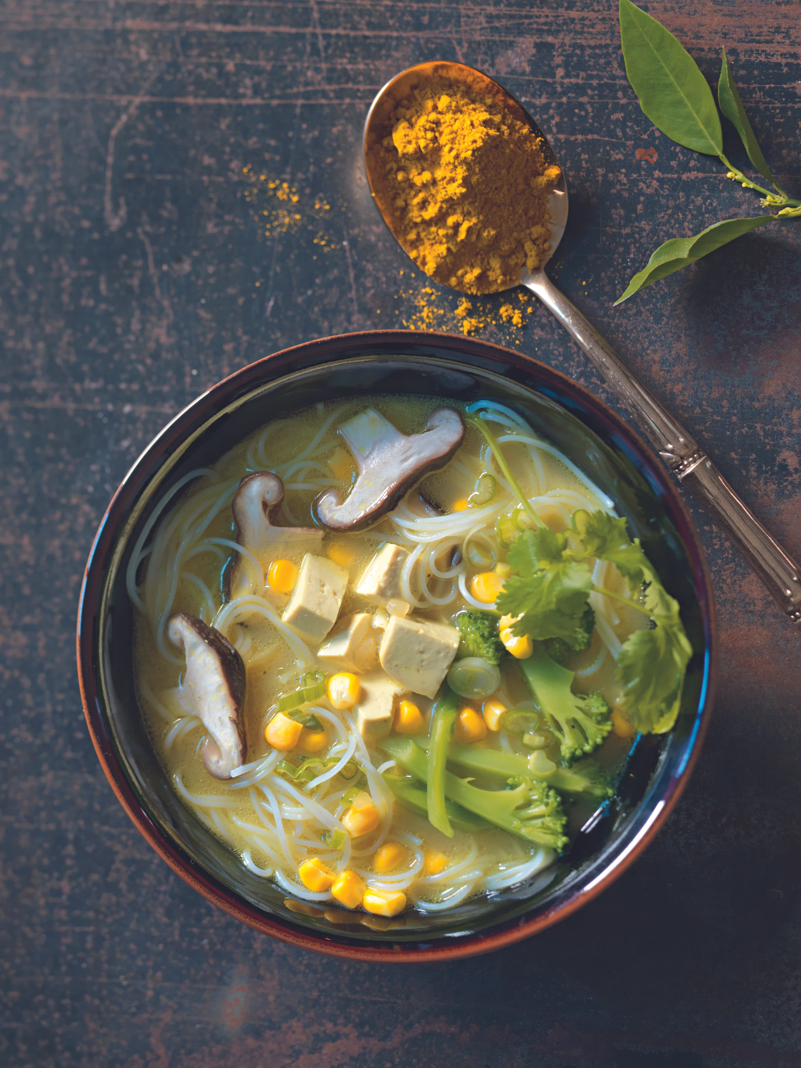 Thai-Nudeltopf mit Tofu und Shiitake-Pilzen