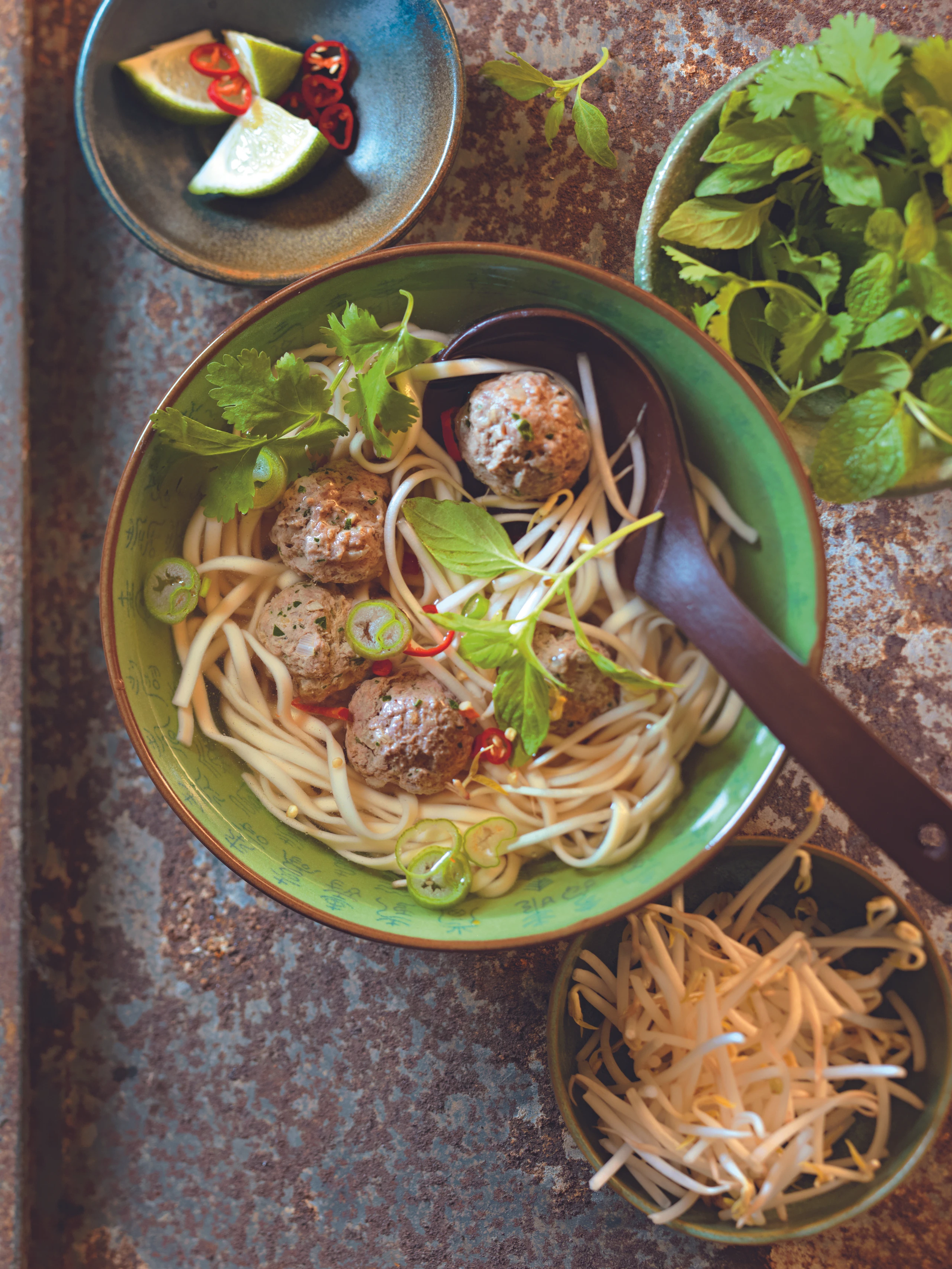 Vietnamesischer Nudeltopf mit Fleischbällchen