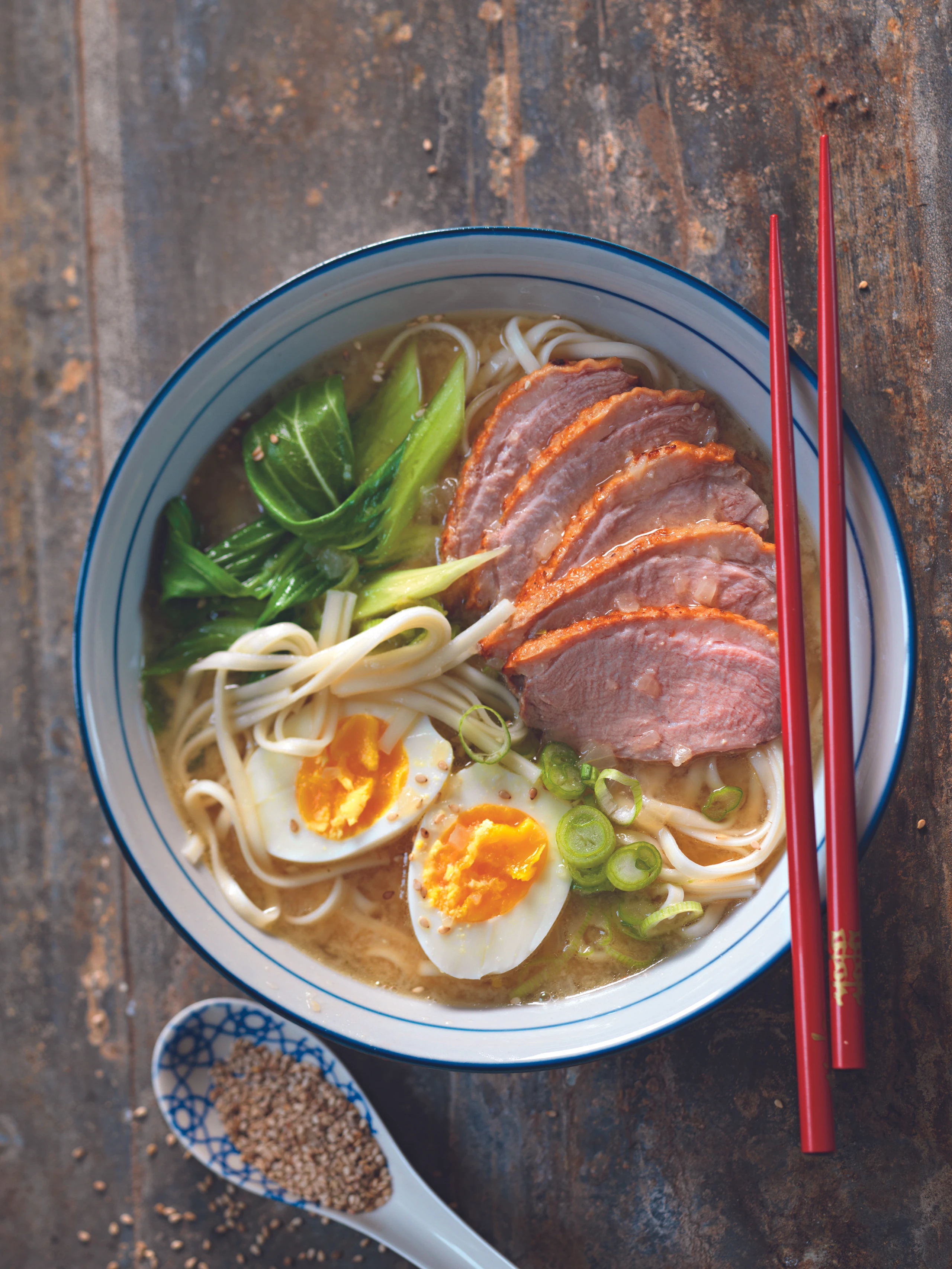 Japanischer Nudeltopf mit Entenbrust