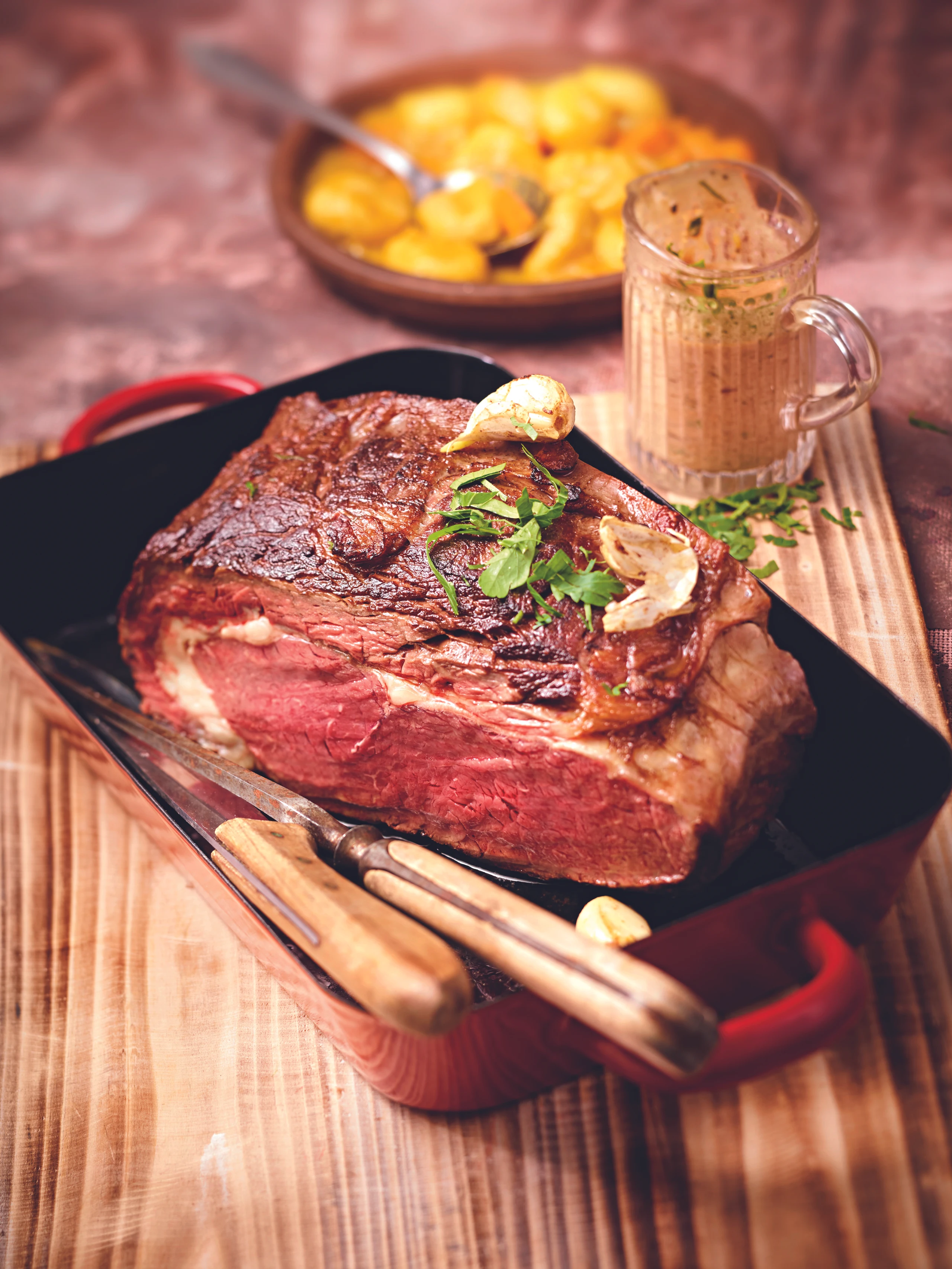 Rostbraten mit Pfefferrahmsauce und Kürbisgnocchi