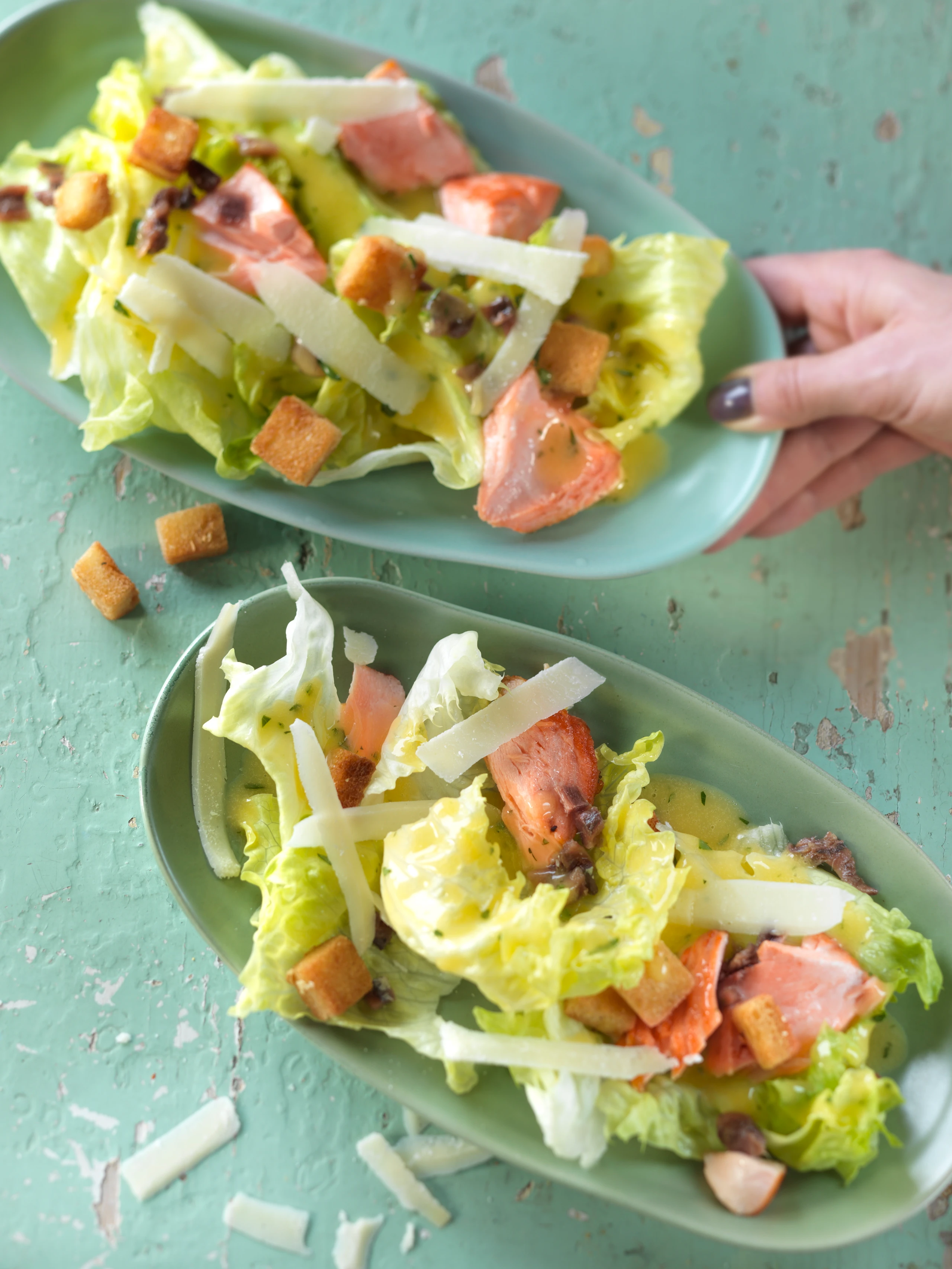 Cäsar-Salat mit Lachs