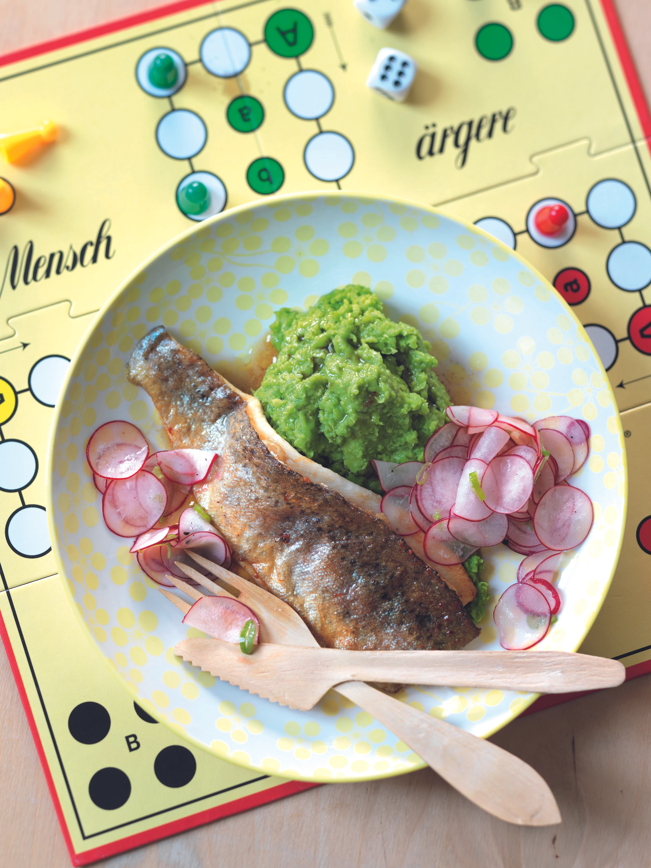 Forelle mit Erbsenpüree