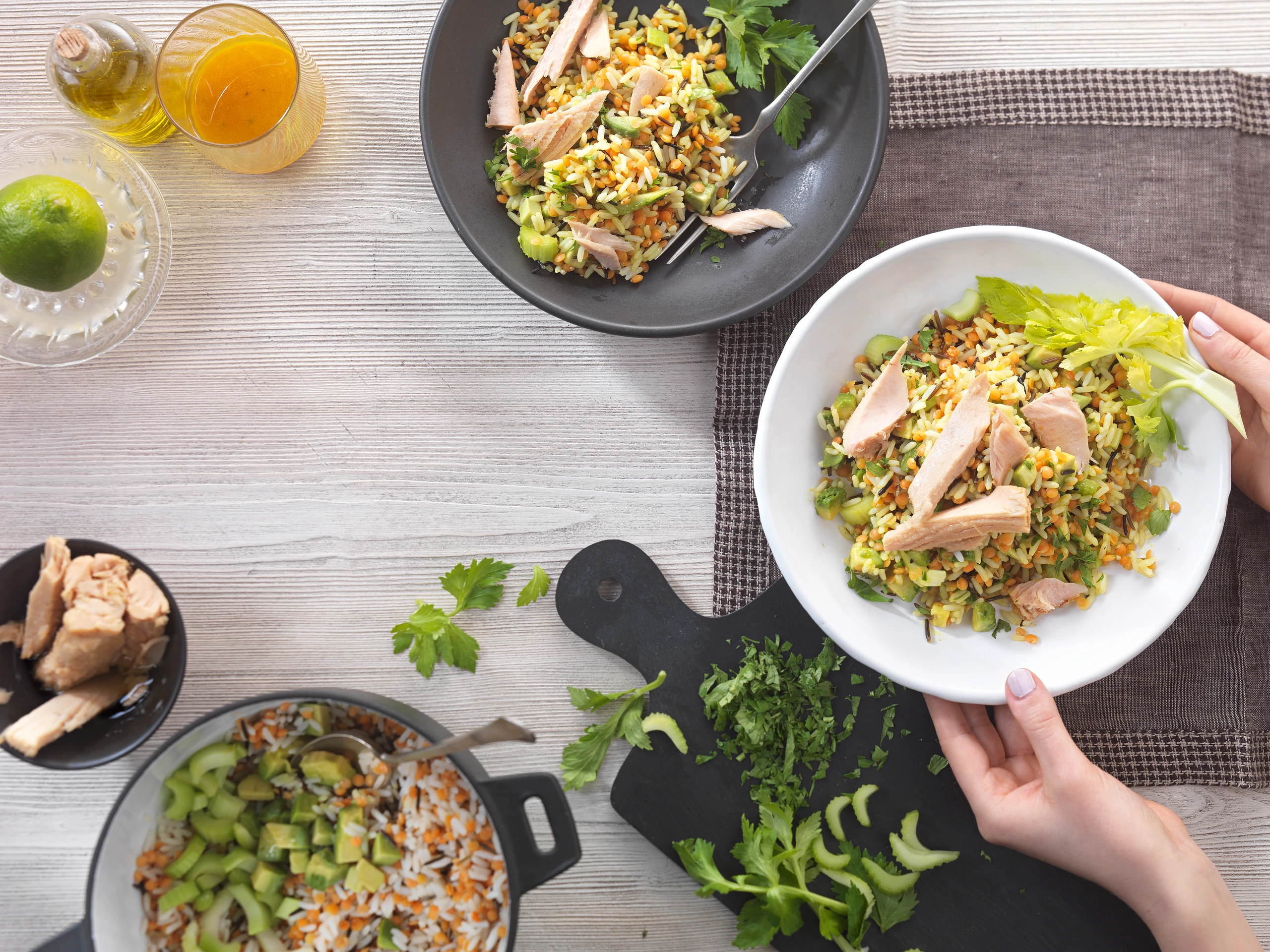 Reissalat mit Thunfisch