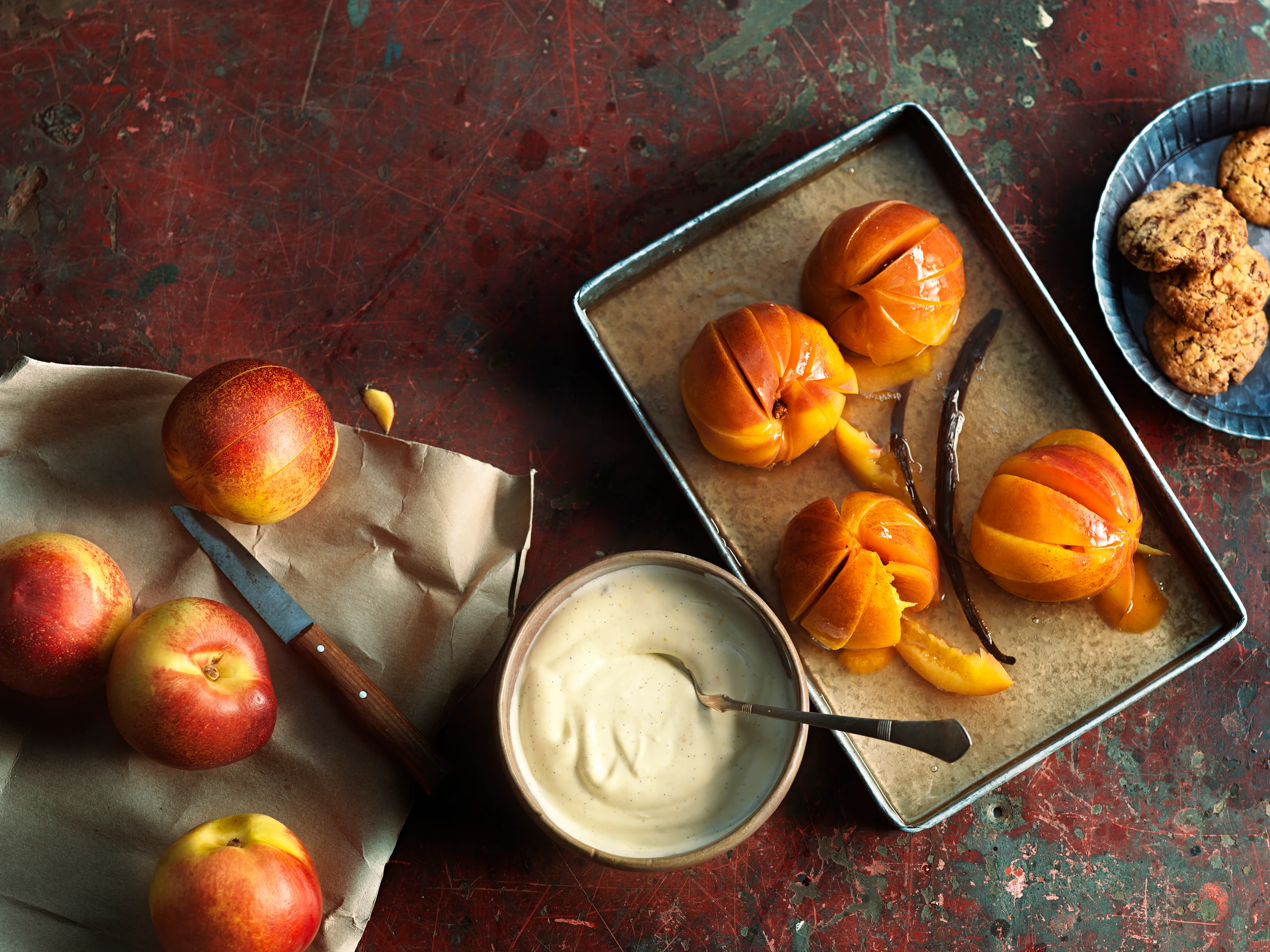 Nektarinen mit Schoko-Cookies