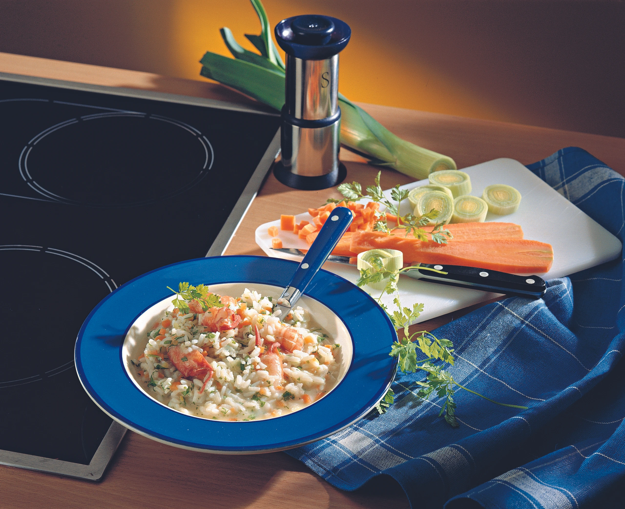 Krebsen-Risotto mit Gemüse