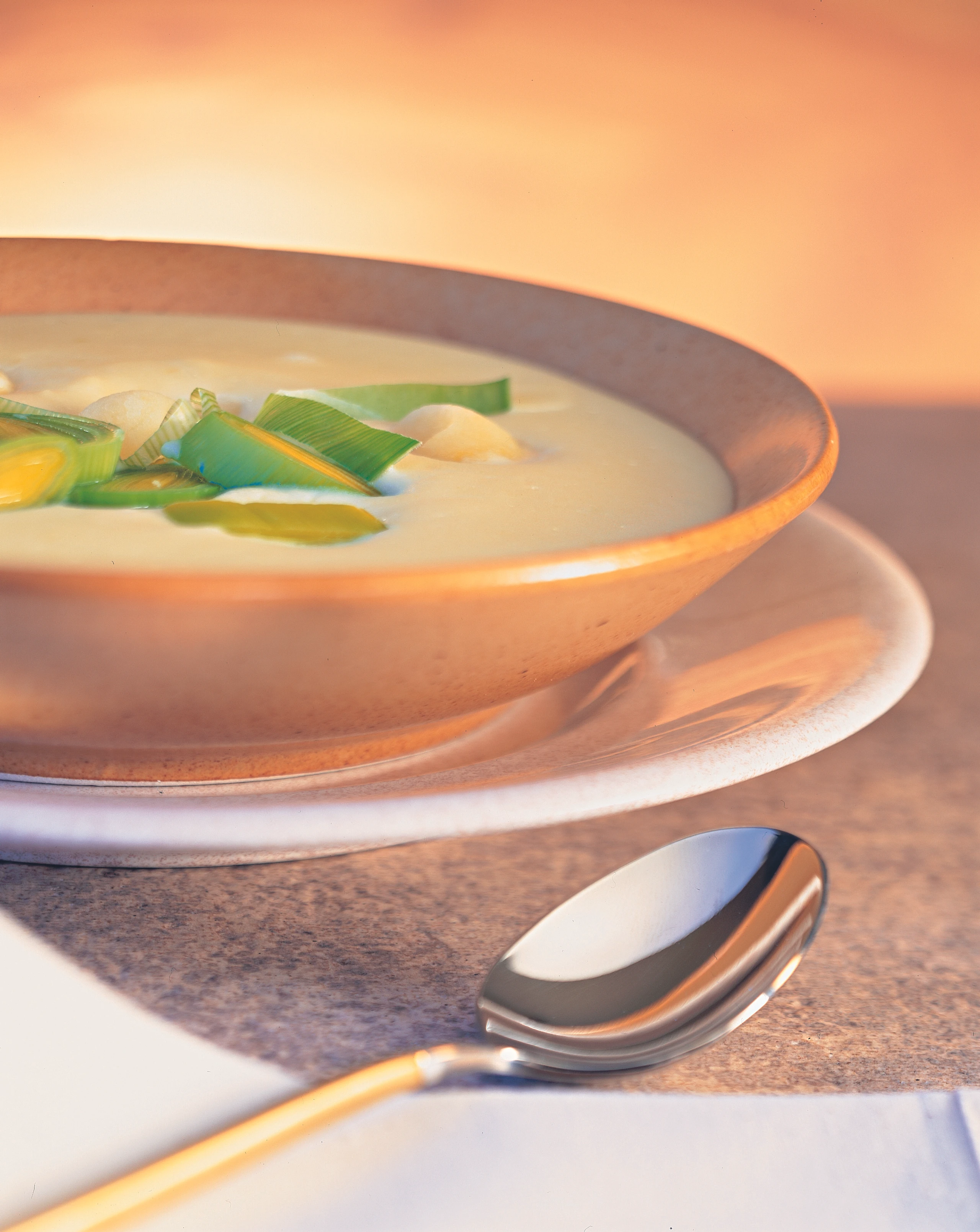 Kalte Erdäpfel-Lauchsuppe