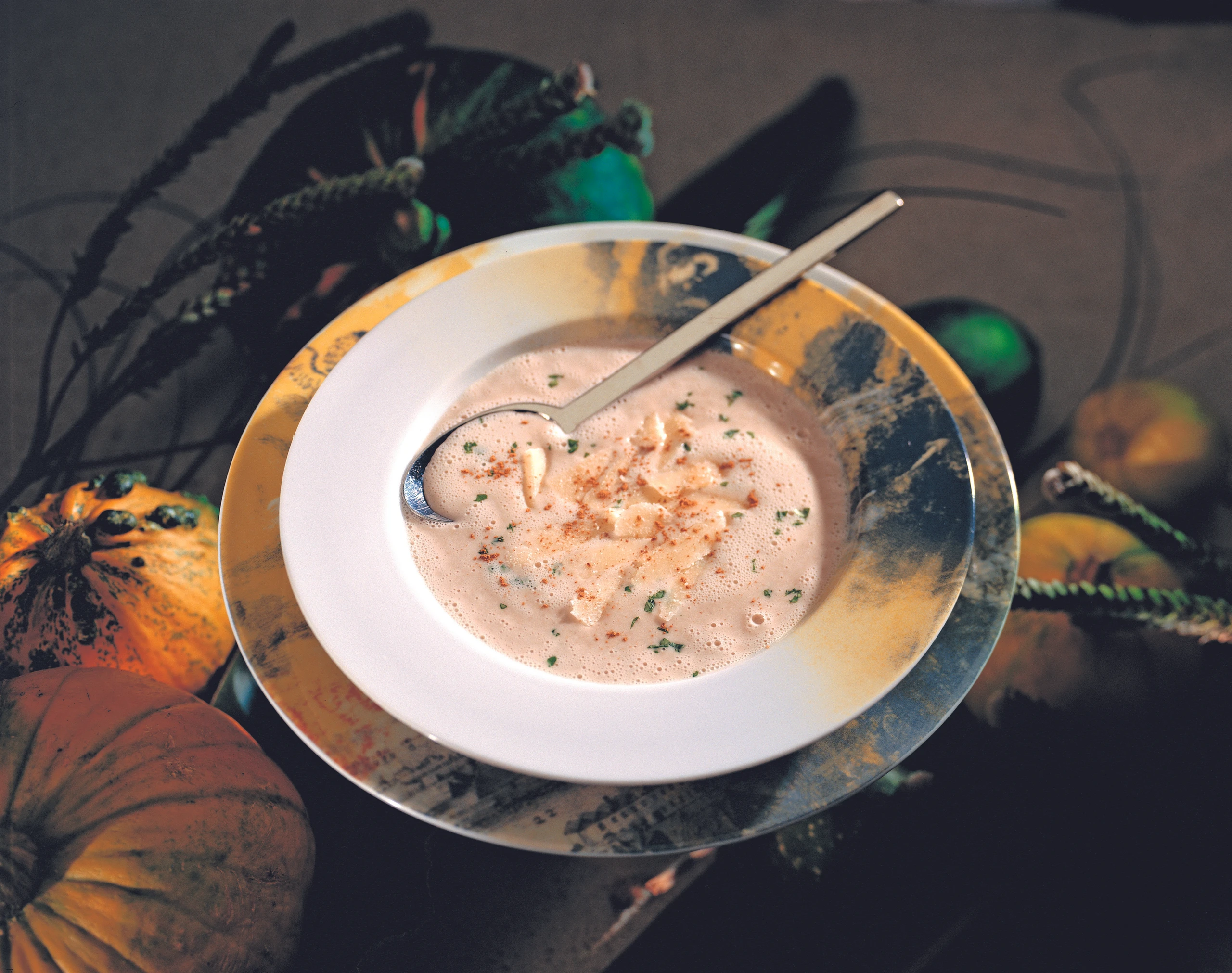 Maronisuppe mit Käse und Zimt