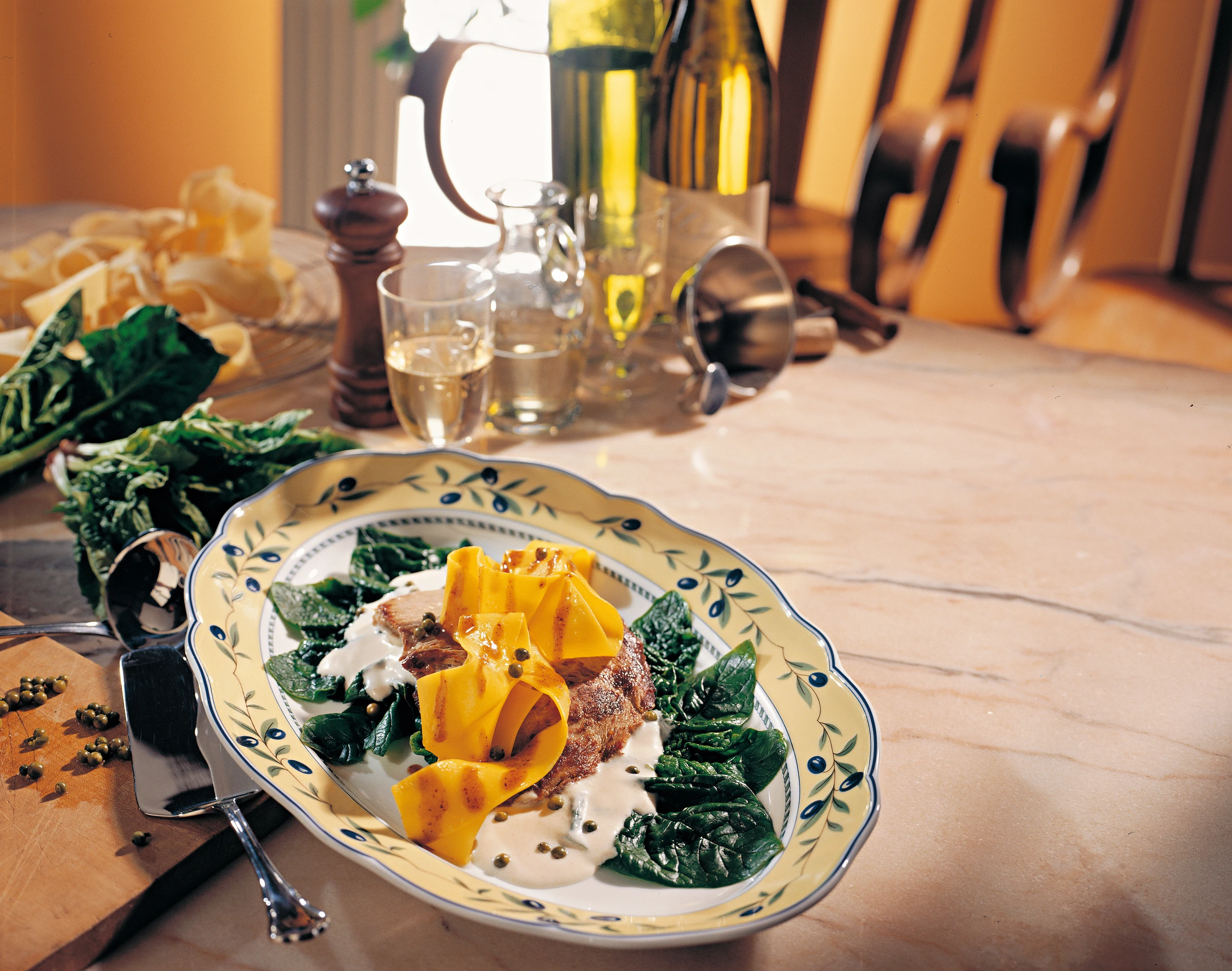 Kalbsschnitzel mit heller Pfeffersauce