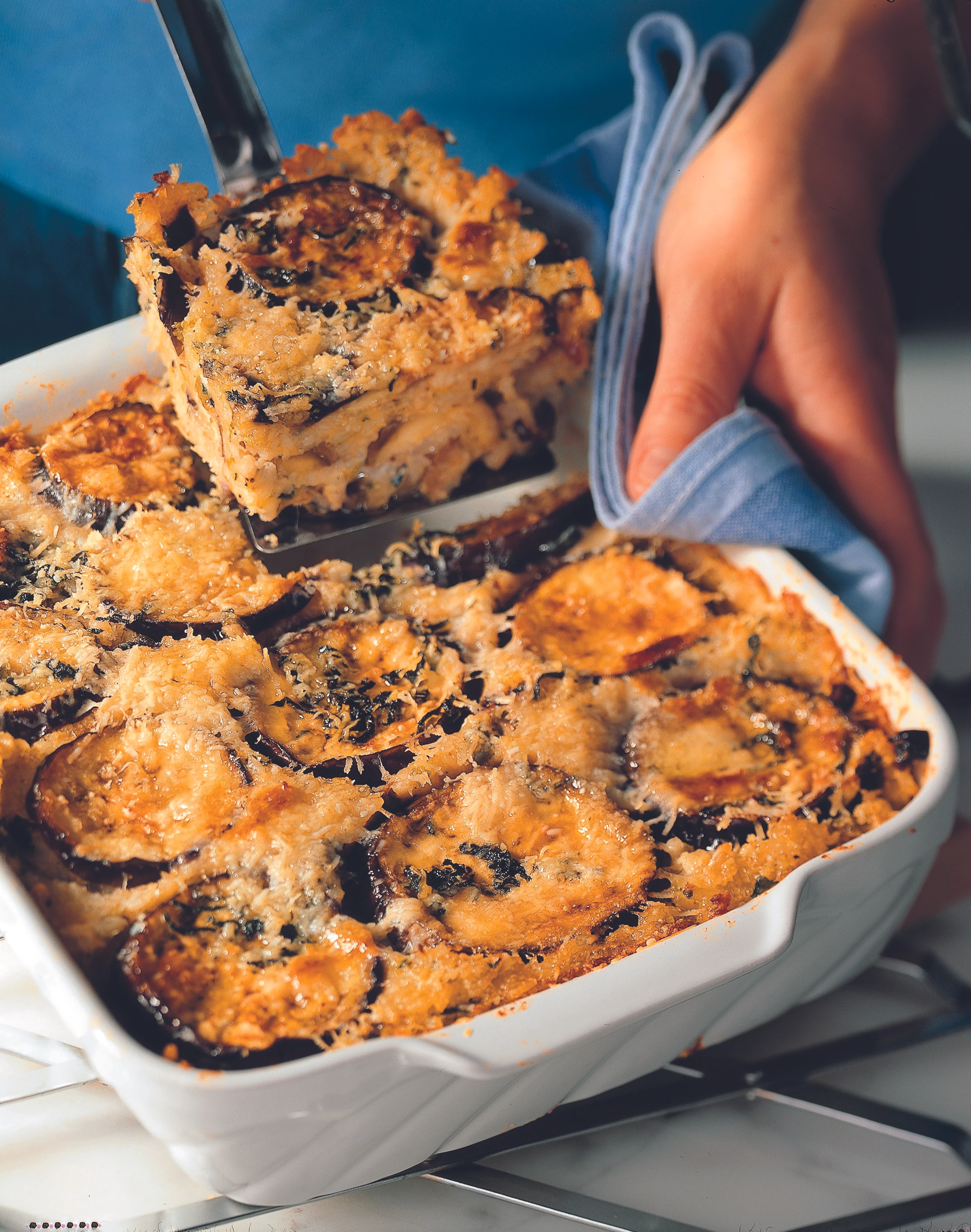 Melanzani-Reisauflauf mit Blauschimmelkäse