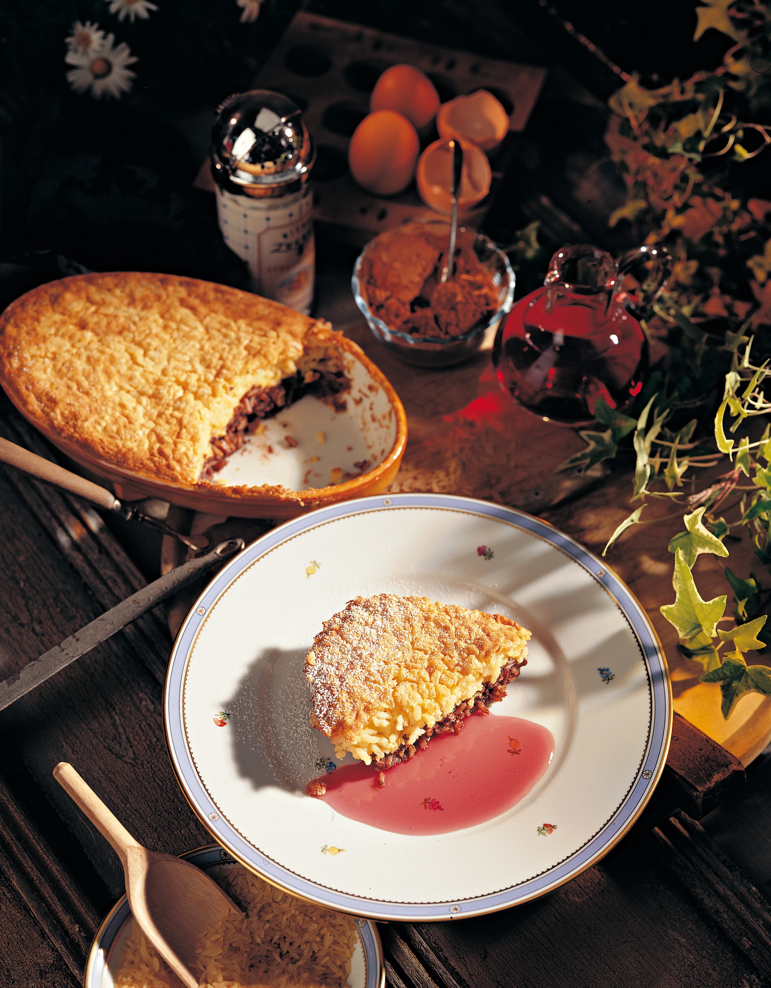 Überbackener Reisauflauf