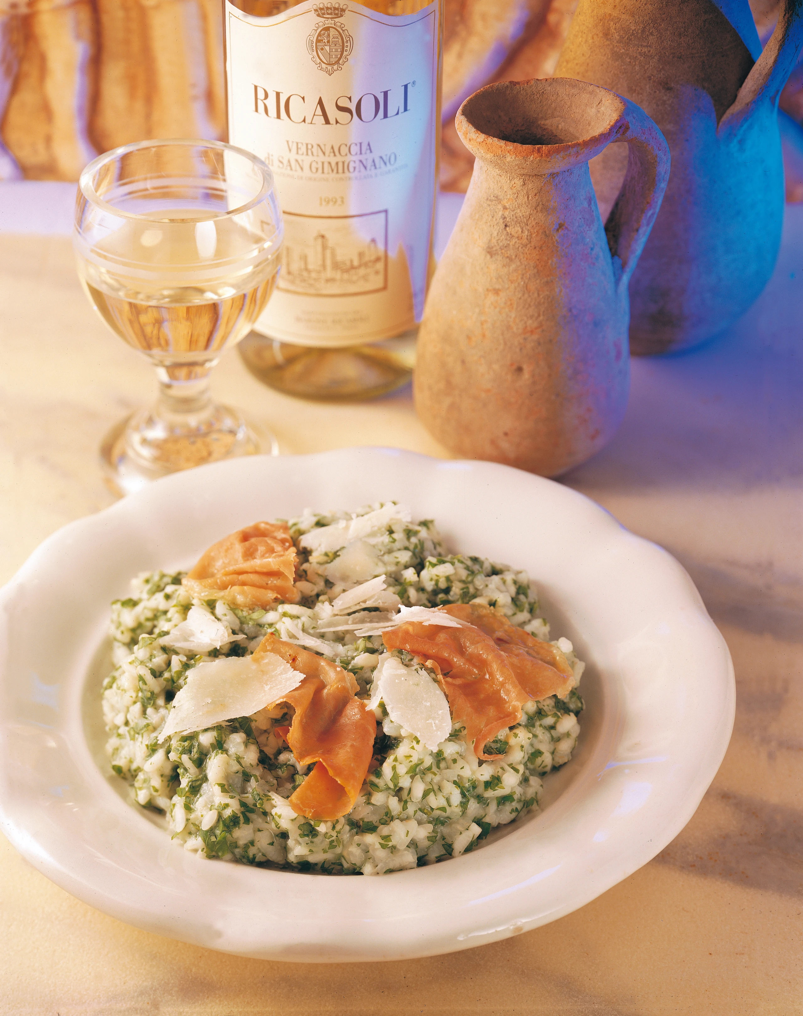 Kräuter-Risotto mit Parmaschinken