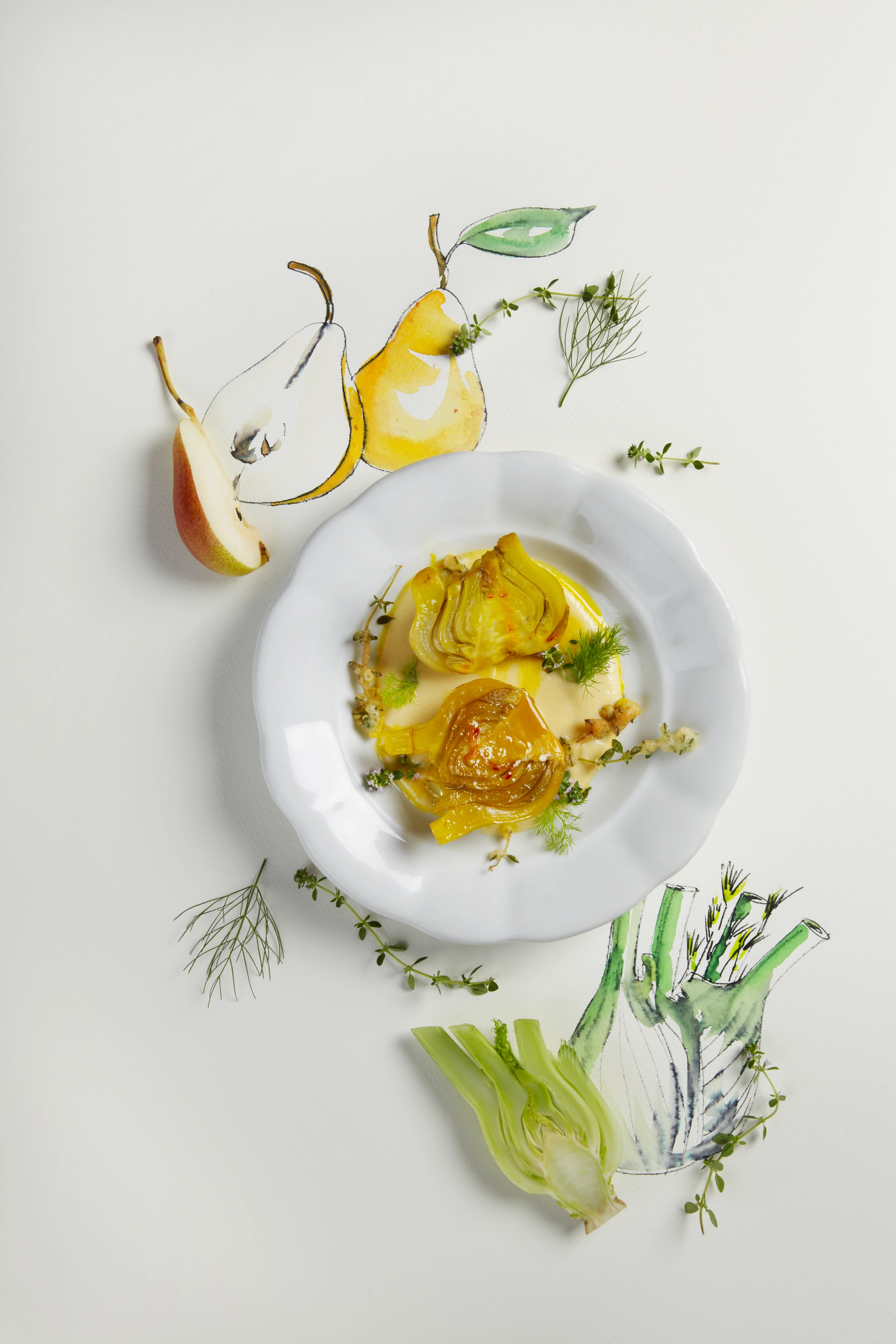 Safranfenchel in Birnen-Senfsauce