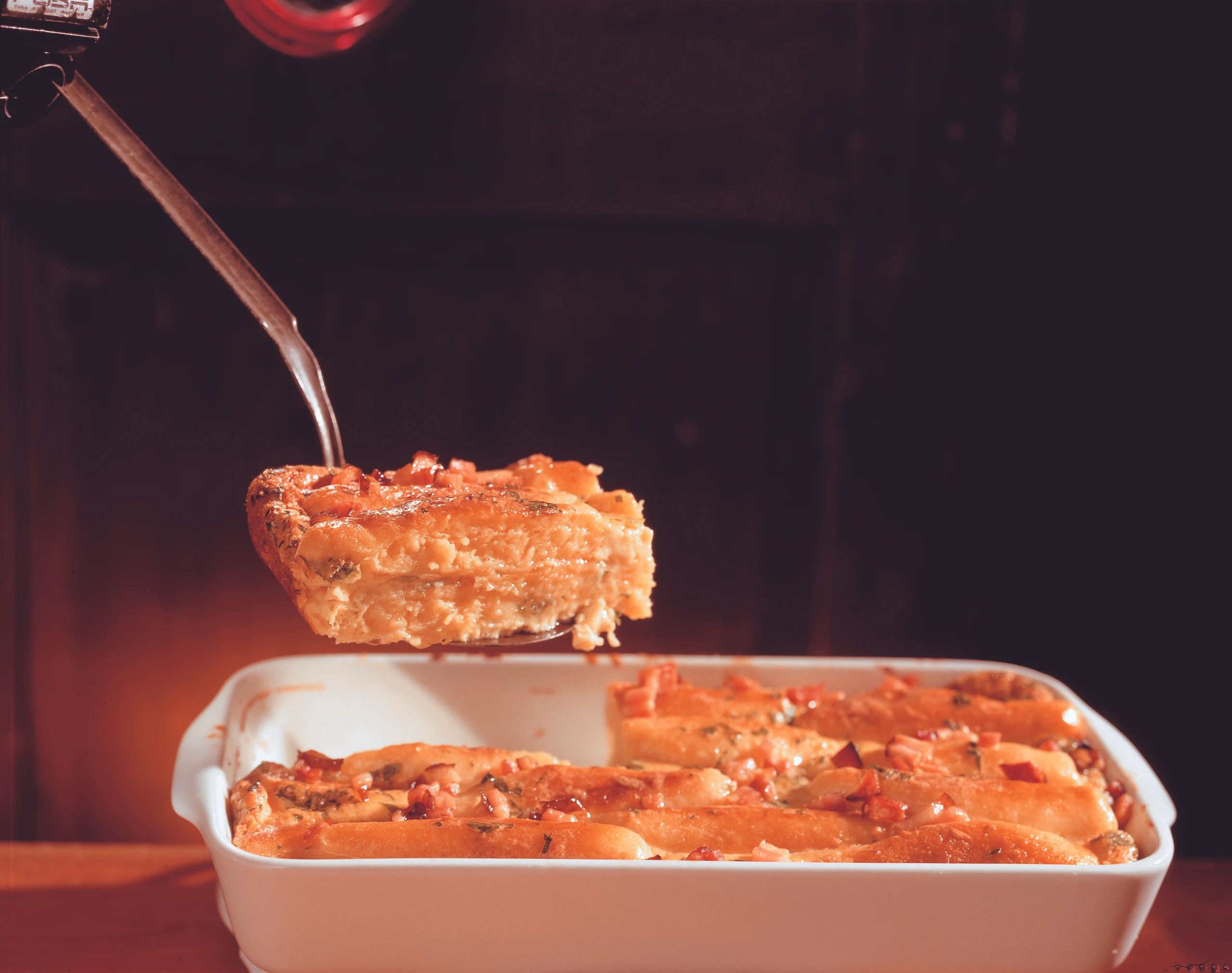 Erdäpfelnudelauflauf mit Speck