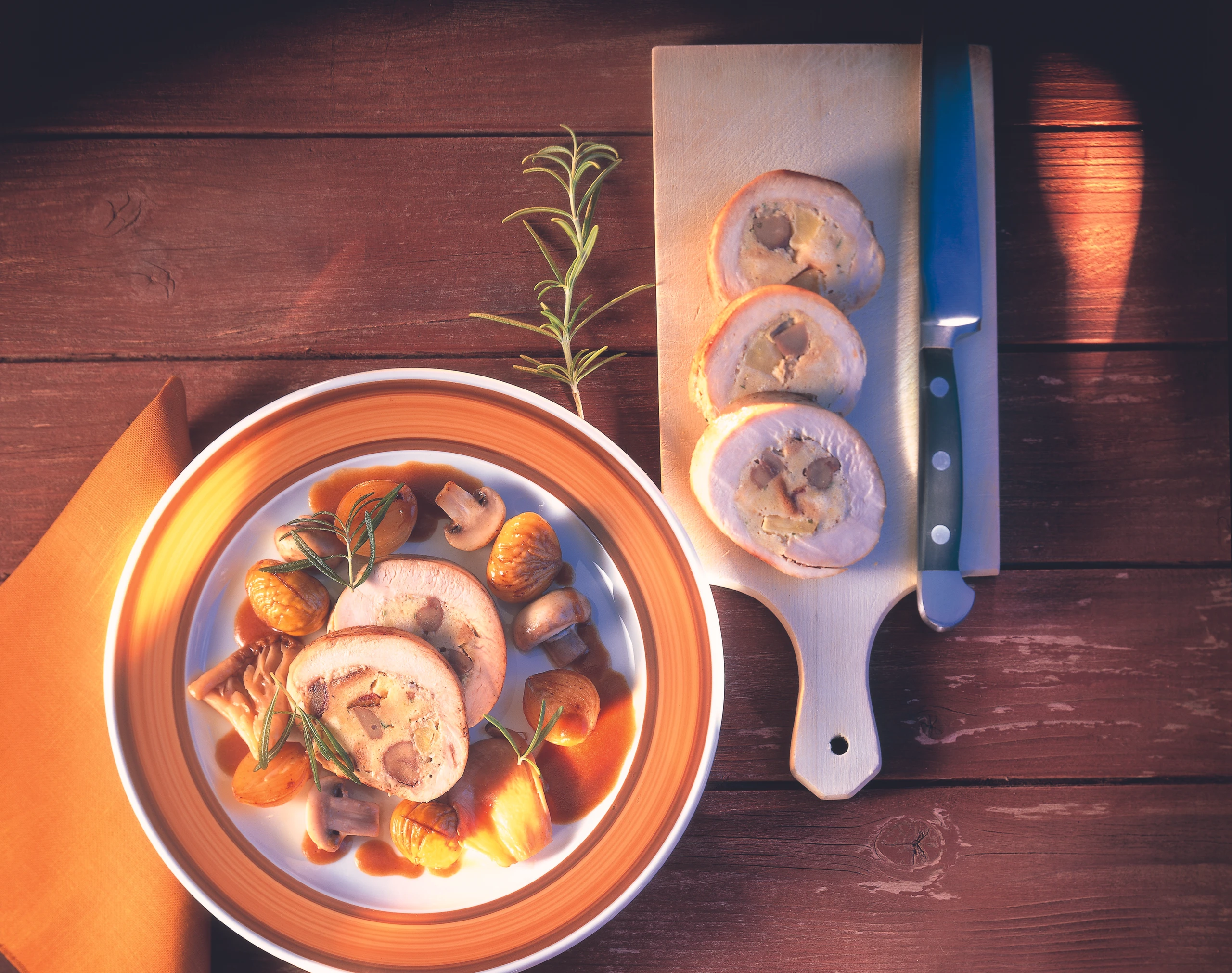 Gefüllte Putenbrust mit Maroni und Pilzen