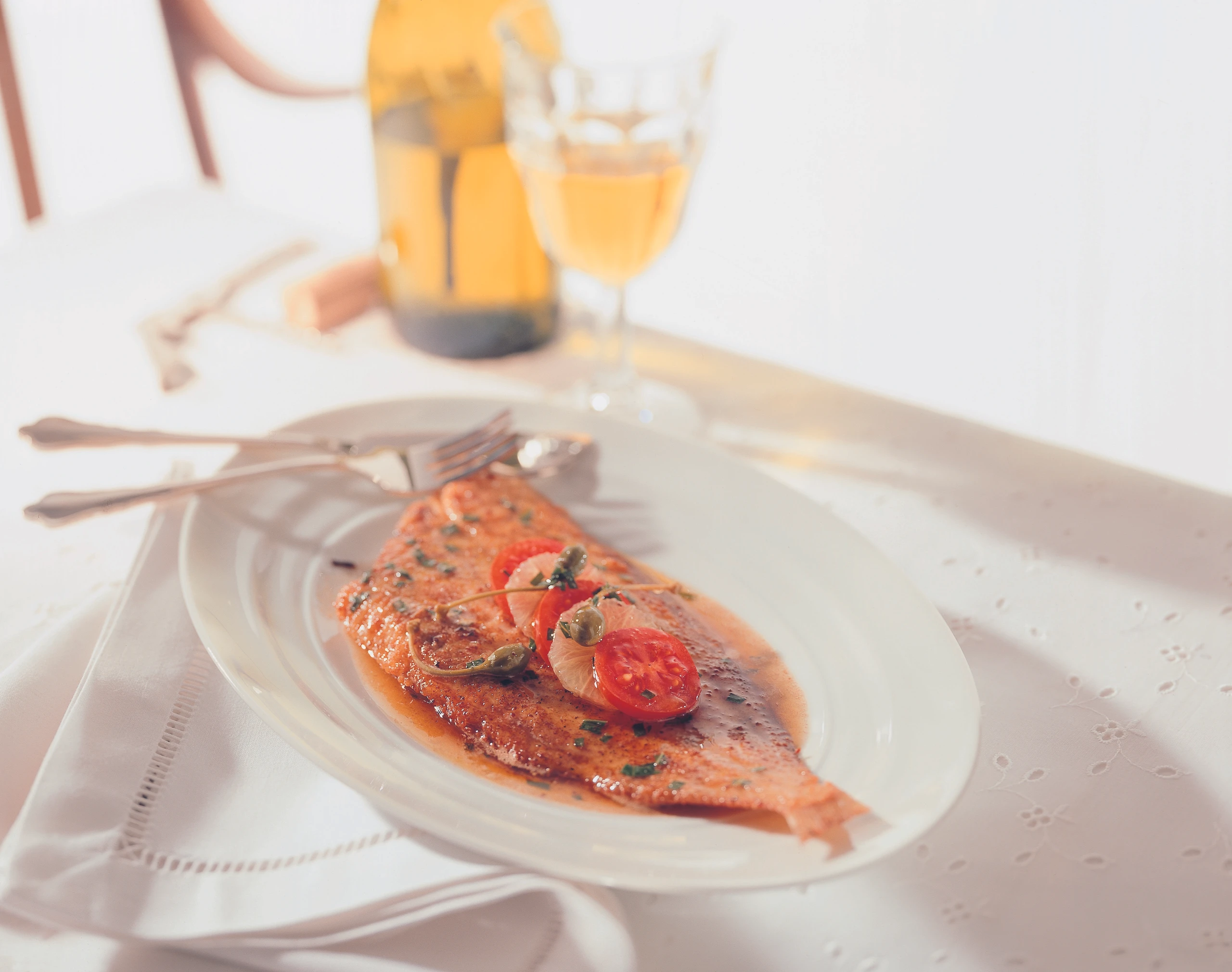 Seezunge mit Kapern und Basilikumbutter