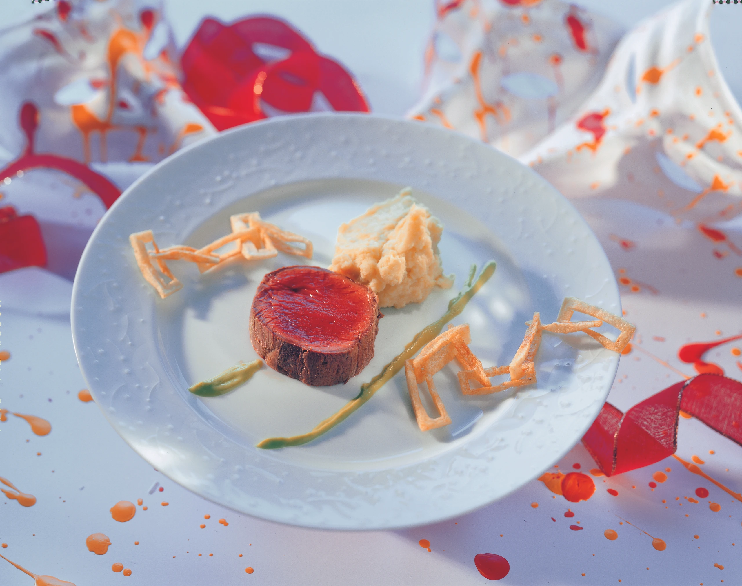 Rindsfilet mit Erdäpfelpüree und Wasabi